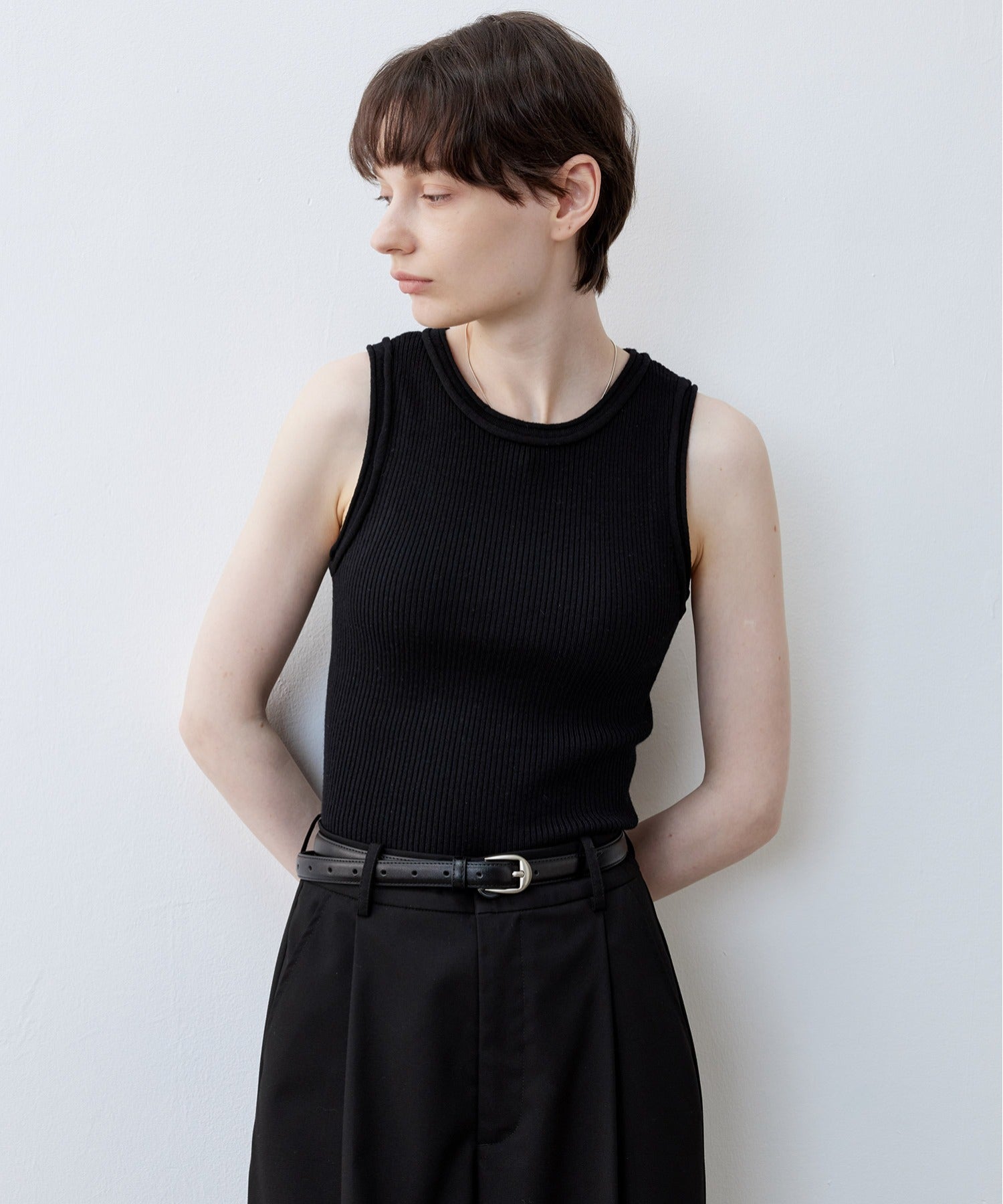 【tageechita】 울 혼합 아메리칸 슬리브 탱크 탑