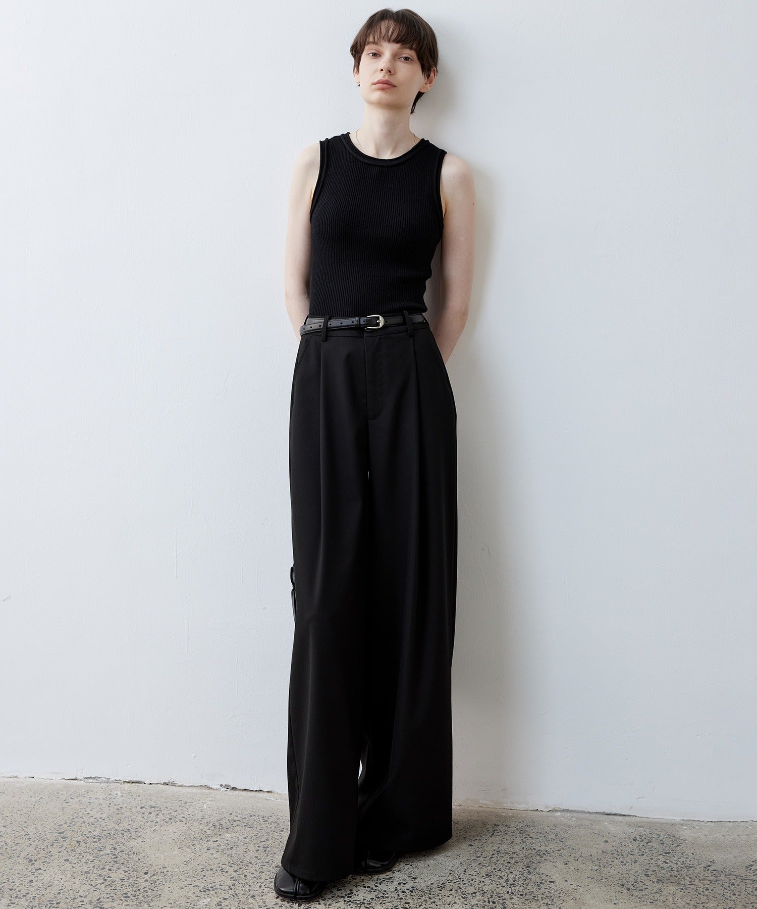 【tageechita】 울 혼합 아메리칸 슬리브 탱크 탑