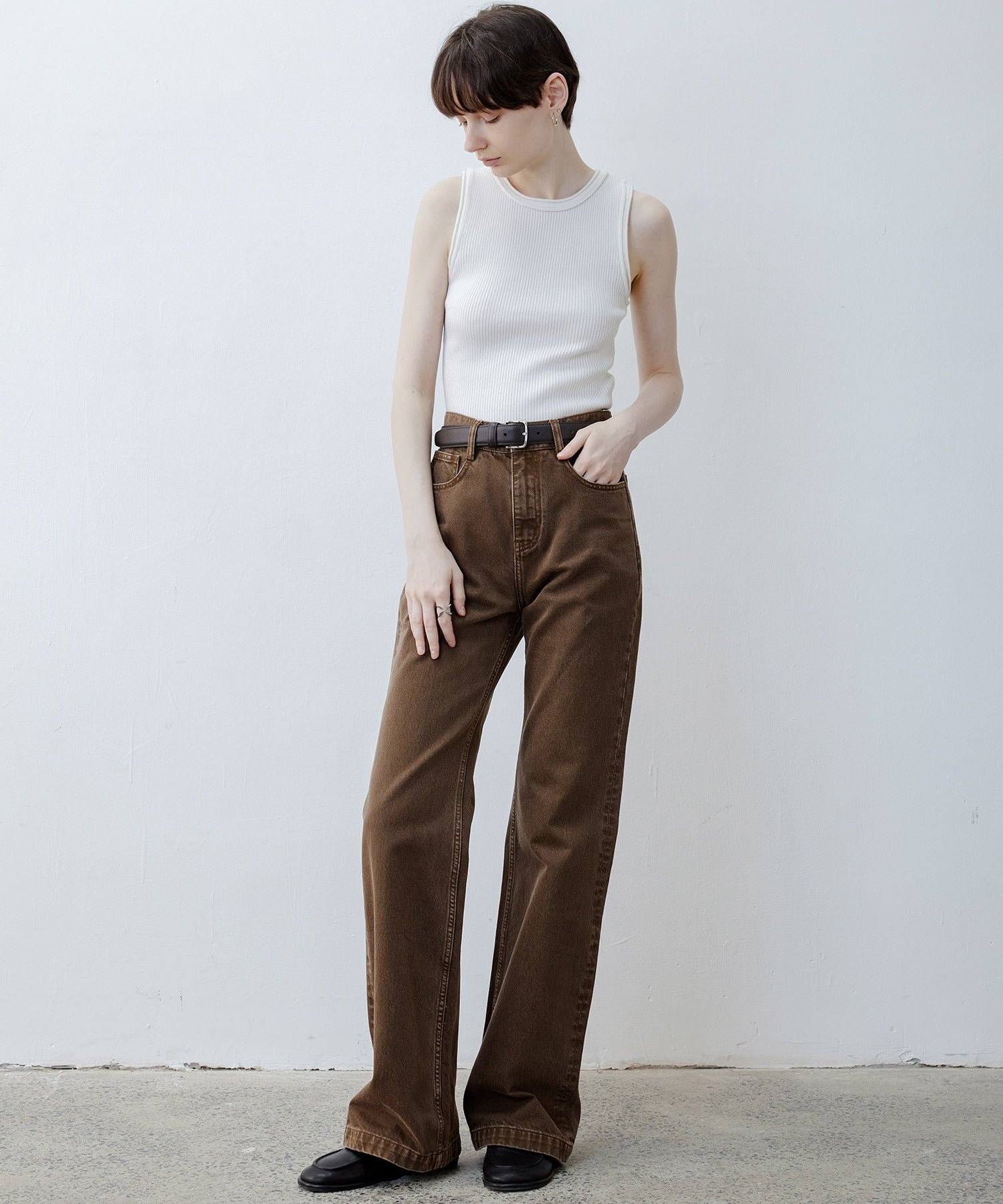 【tageechita】 울 혼합 아메리칸 슬리브 탱크 탑