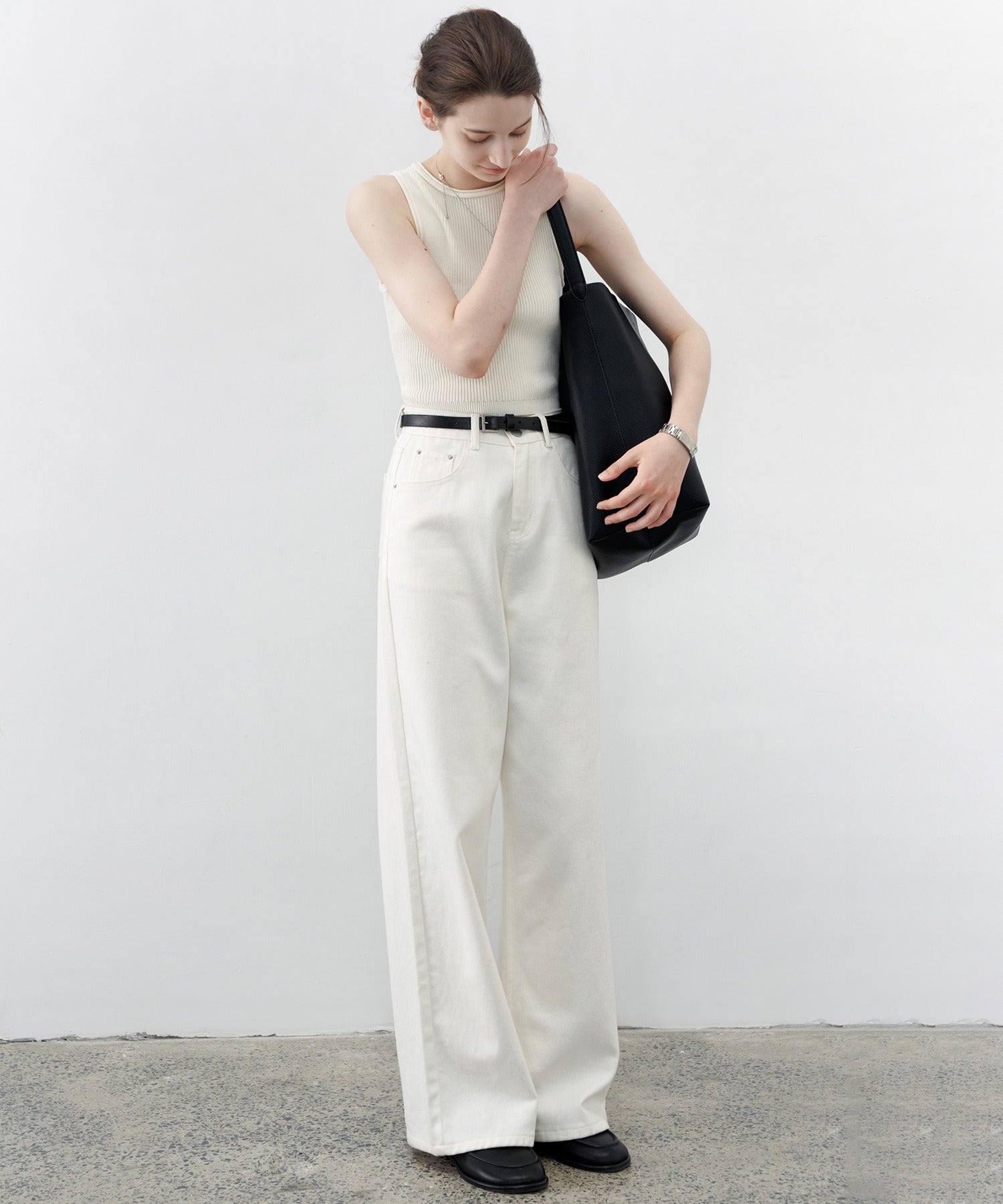 【tageechita】 울 혼합 아메리칸 슬리브 탱크 탑