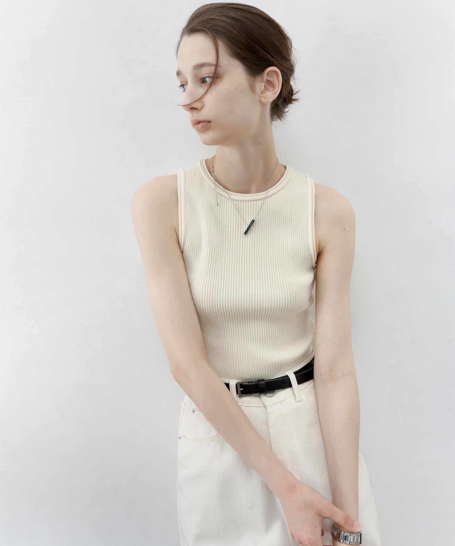 【tageechita】 울 혼합 아메리칸 슬리브 탱크 탑