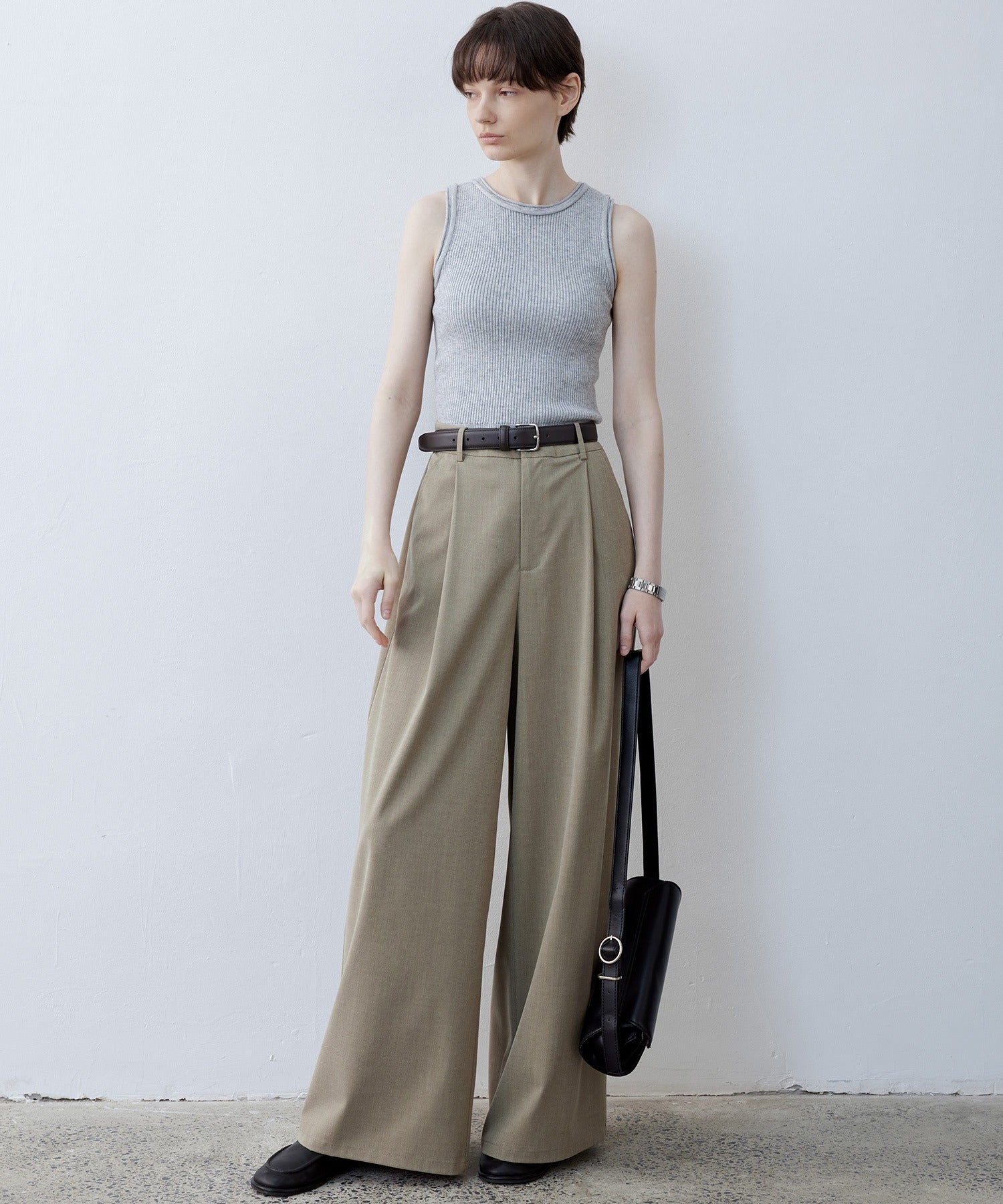 【tageechita】 울 혼합 아메리칸 슬리브 탱크 탑