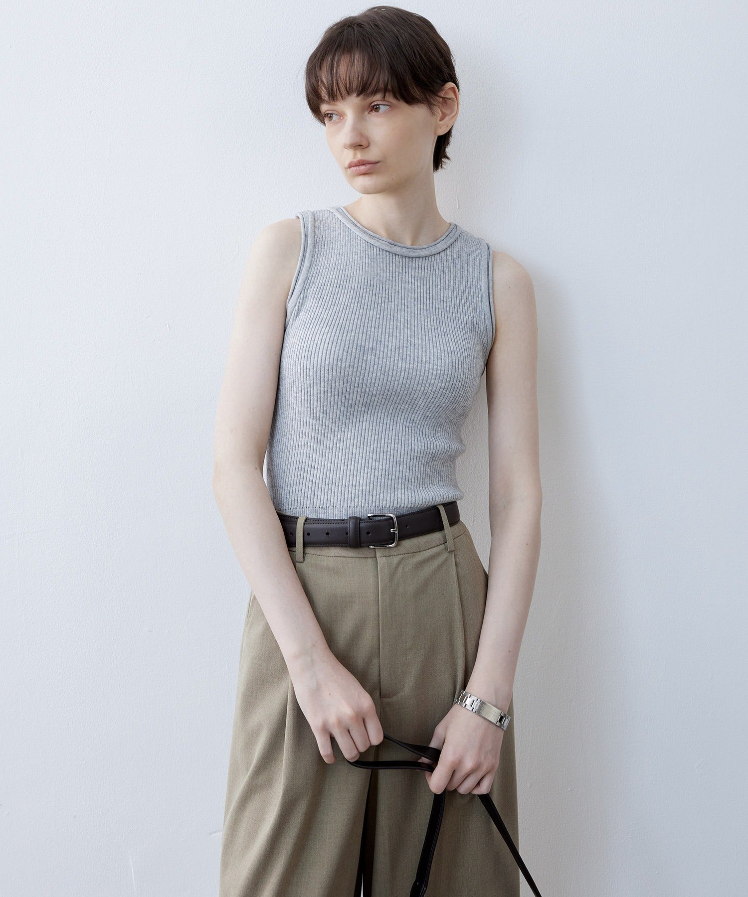 【tageechita】 울 혼합 아메리칸 슬리브 탱크 탑