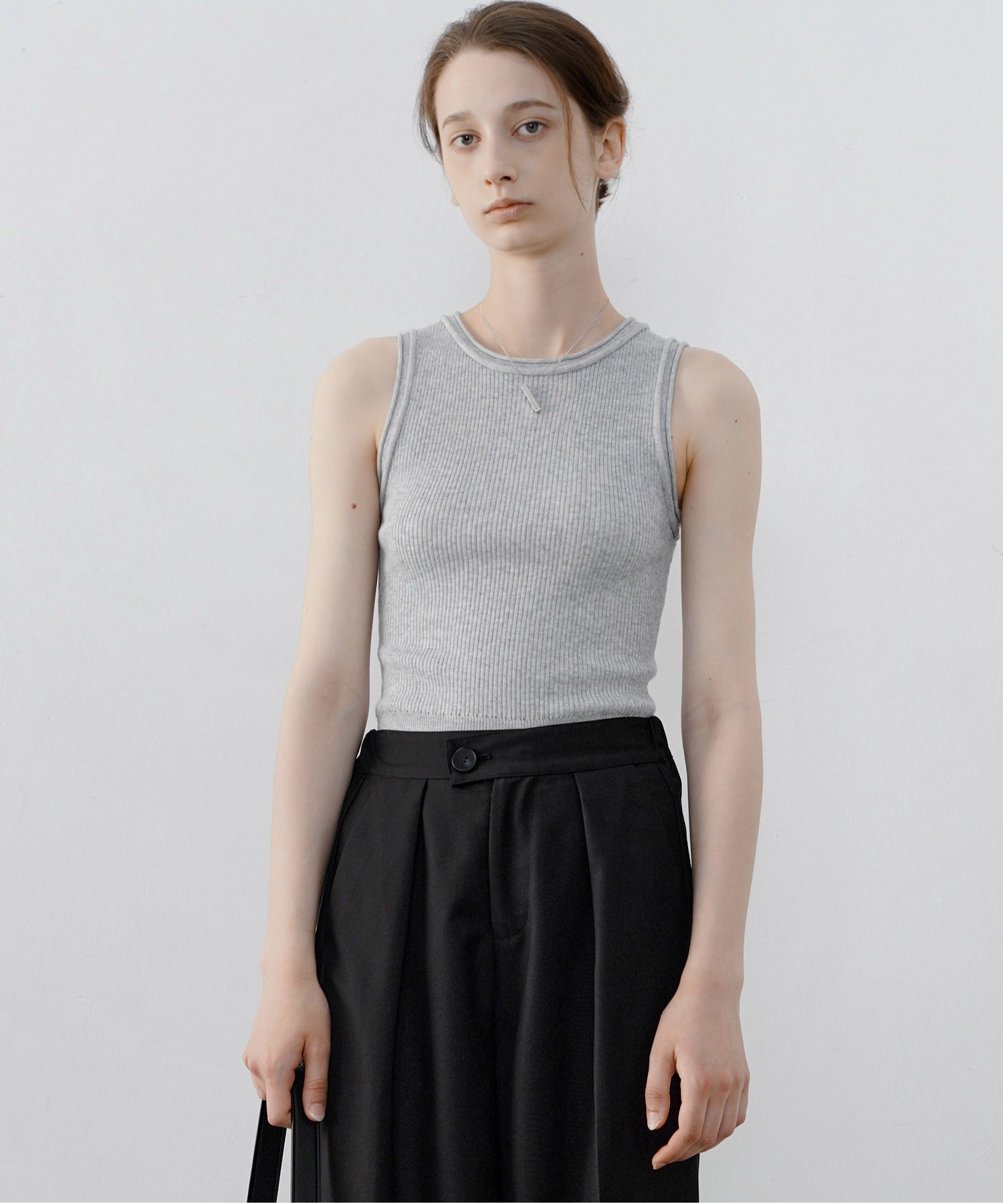 【tageechita】 울 혼합 아메리칸 슬리브 탱크 탑