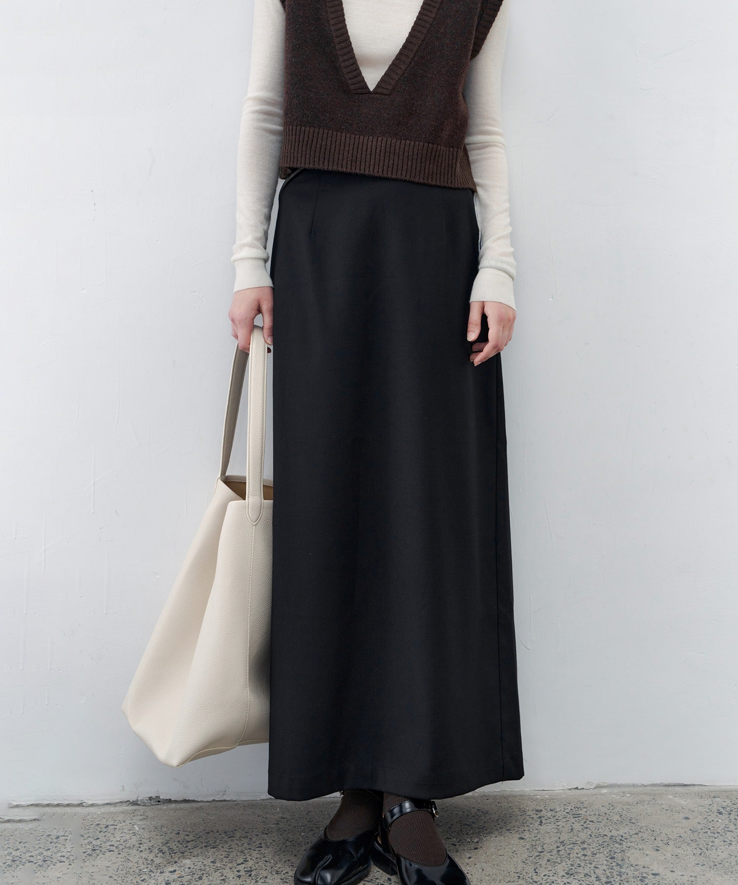 Back-Slit Maxi Pencil Skirt