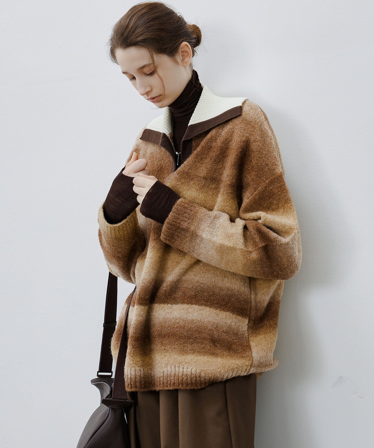 Gradient Stripe Polo Knit Top