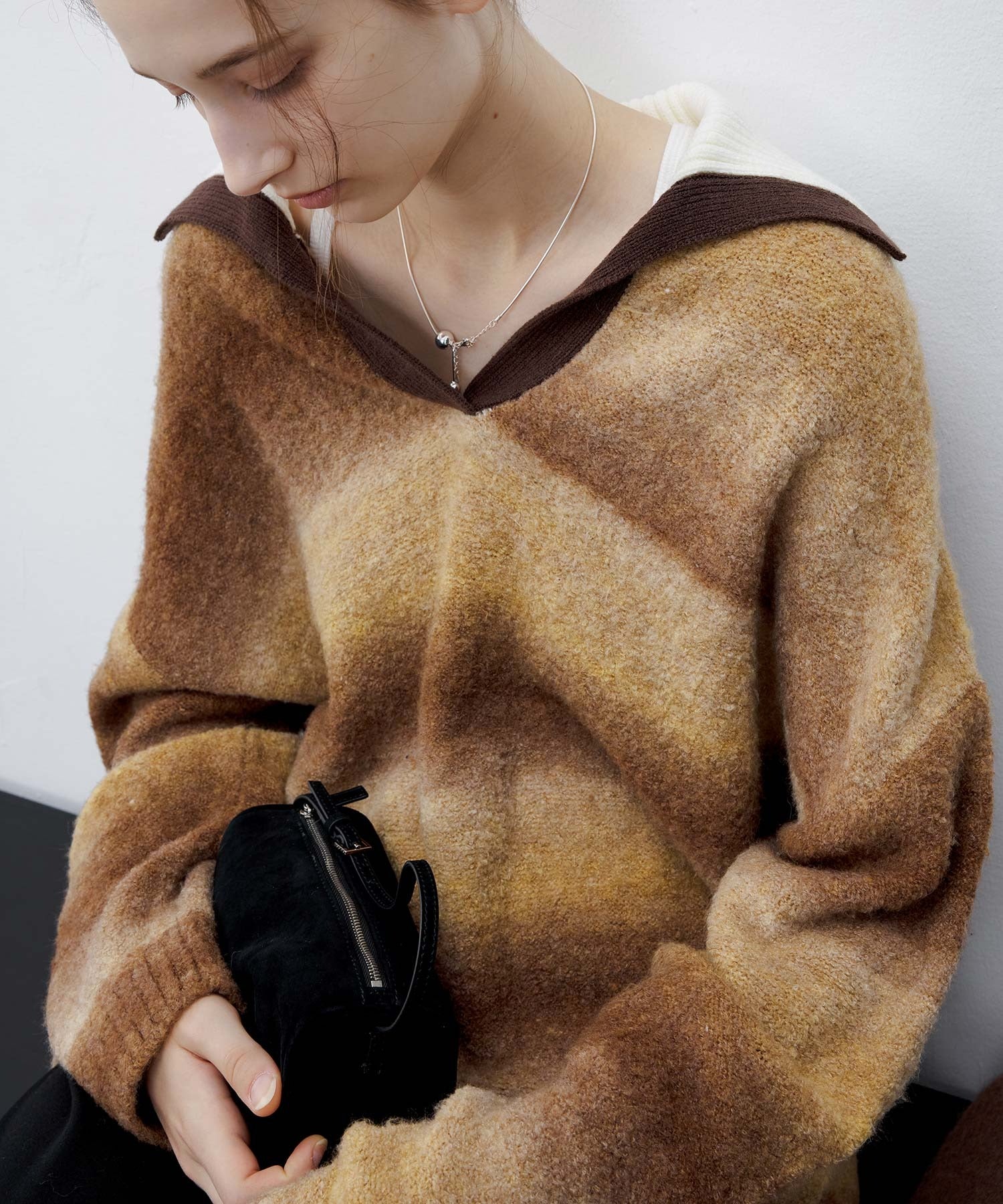 Gradient Stripe Polo Knit Top