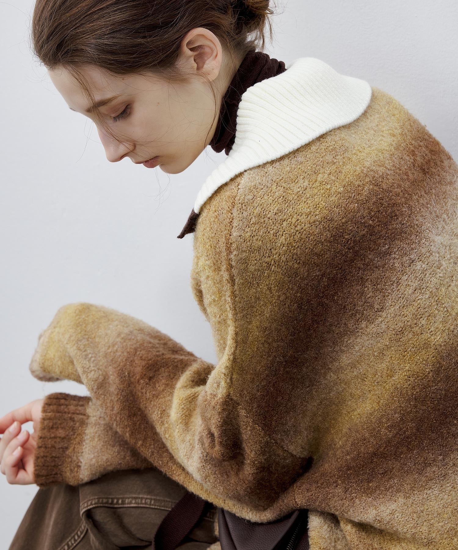 Gradient Stripe Polo Knit Top