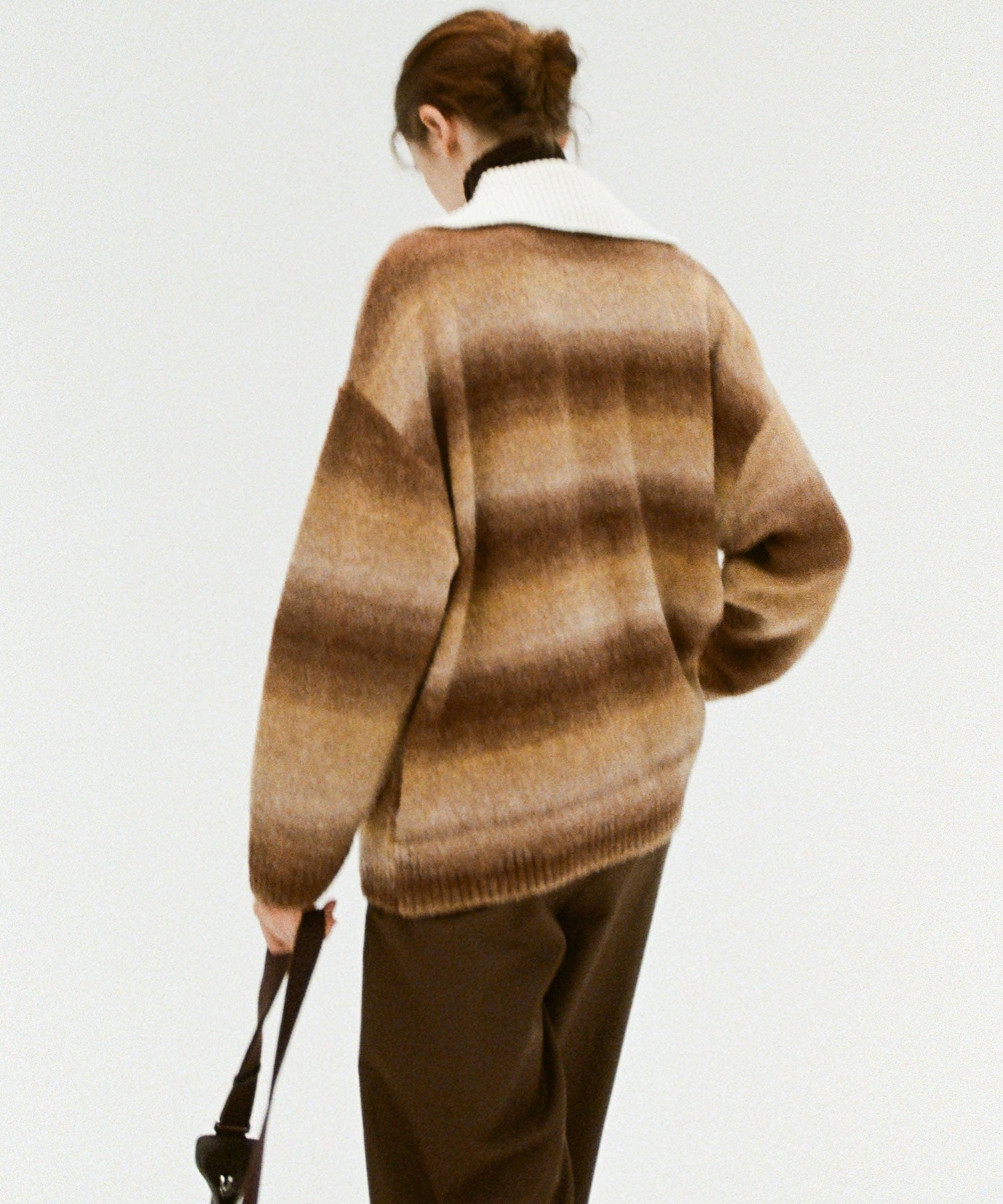 Gradient Stripe Polo Knit Top