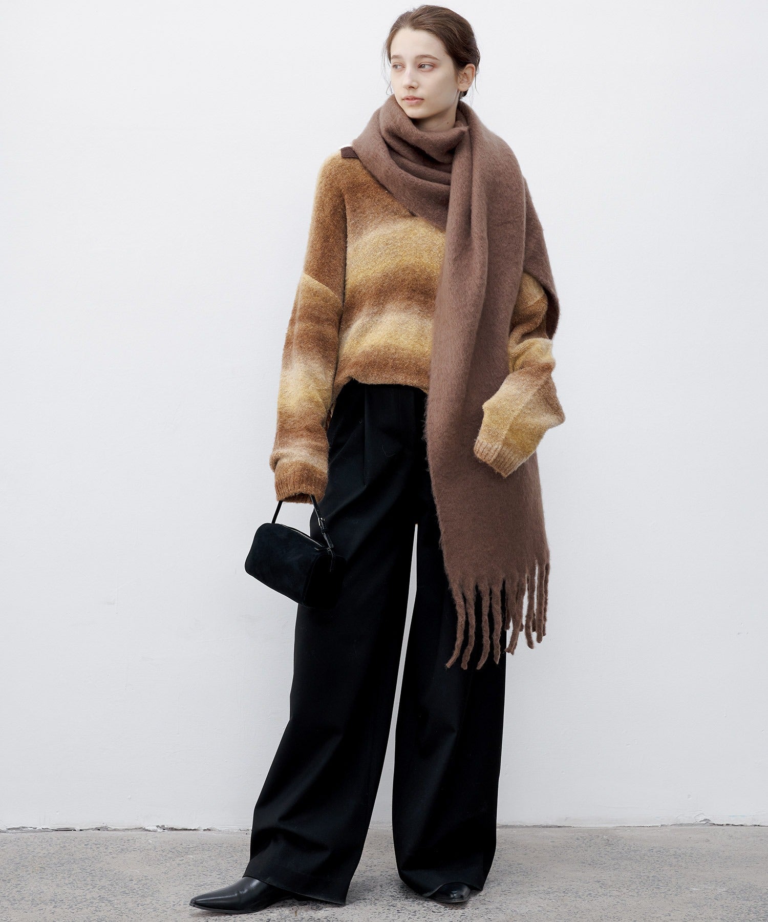 Gradient Stripe Polo Knit Top