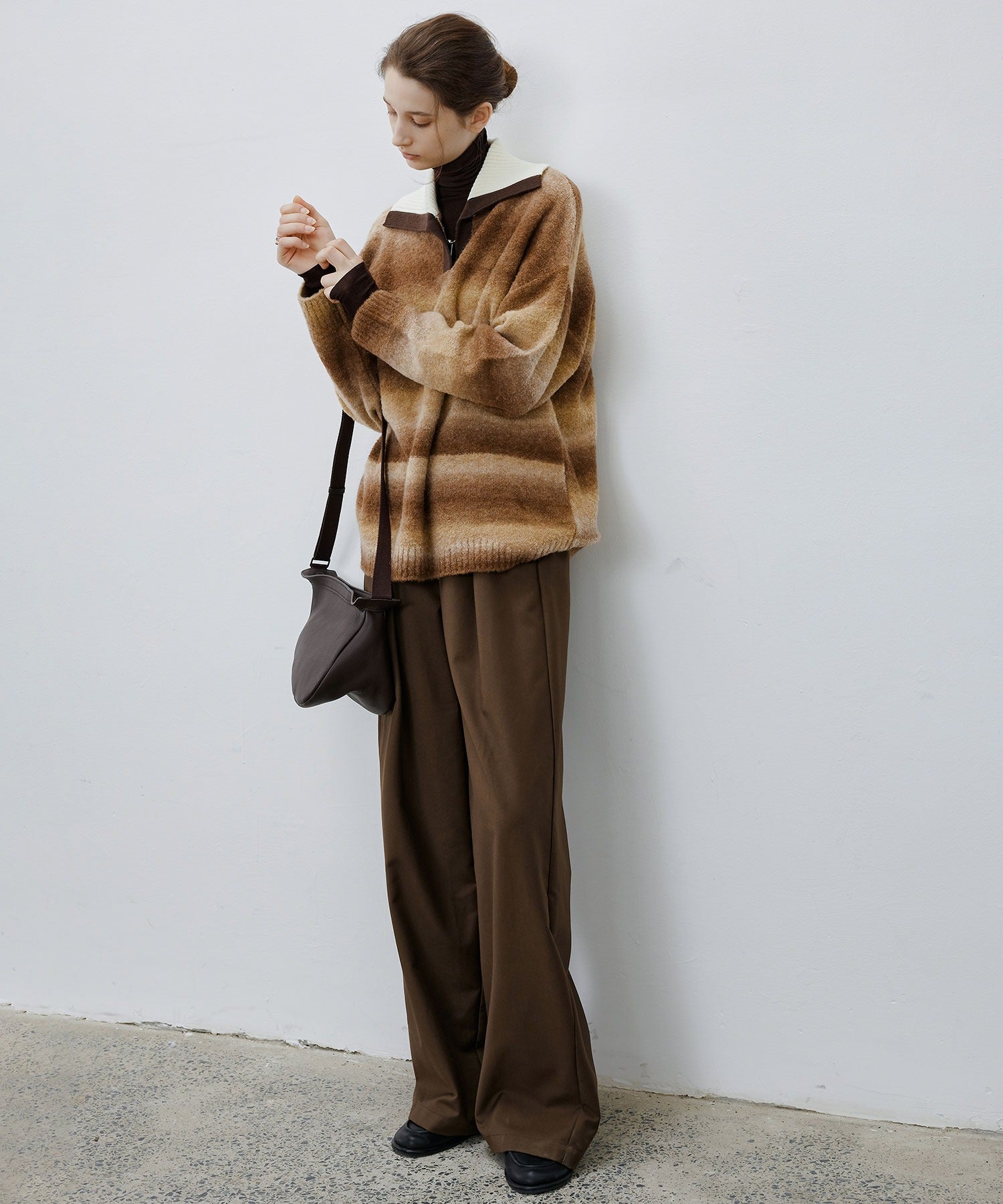 Gradient Stripe Polo Knit Top