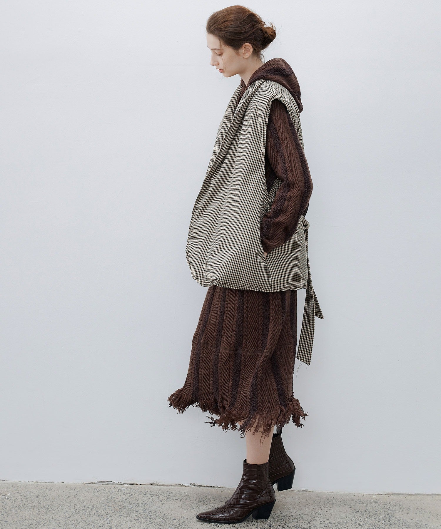 Hooded Fringe Knit Dress