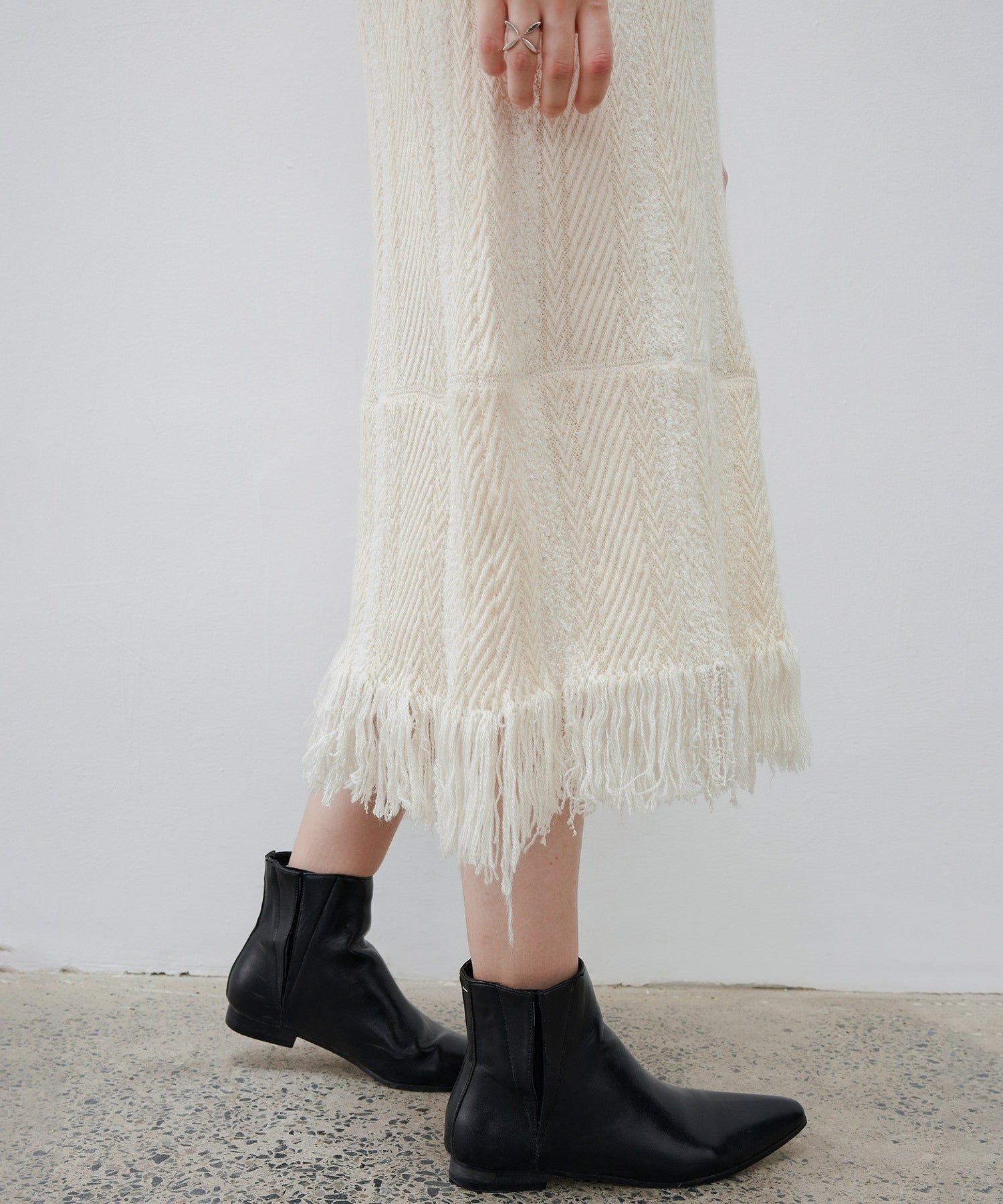 Hooded Fringe Knit Dress