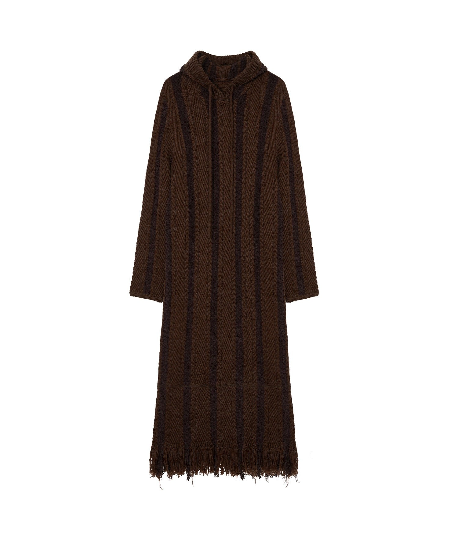 Hooded Fringe Knit Dress