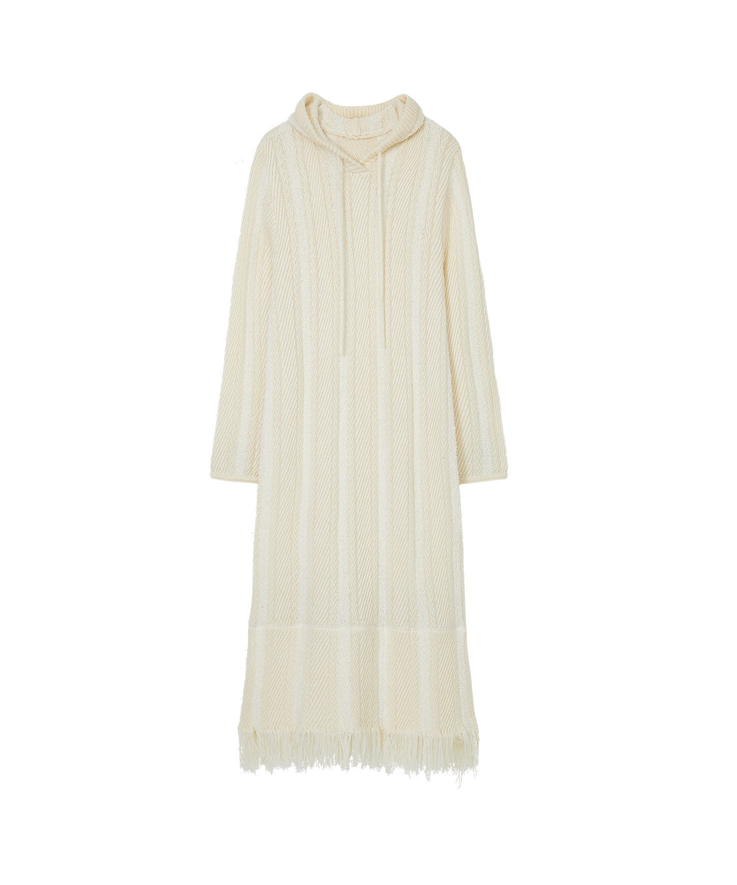 Hooded Fringe Knit Dress