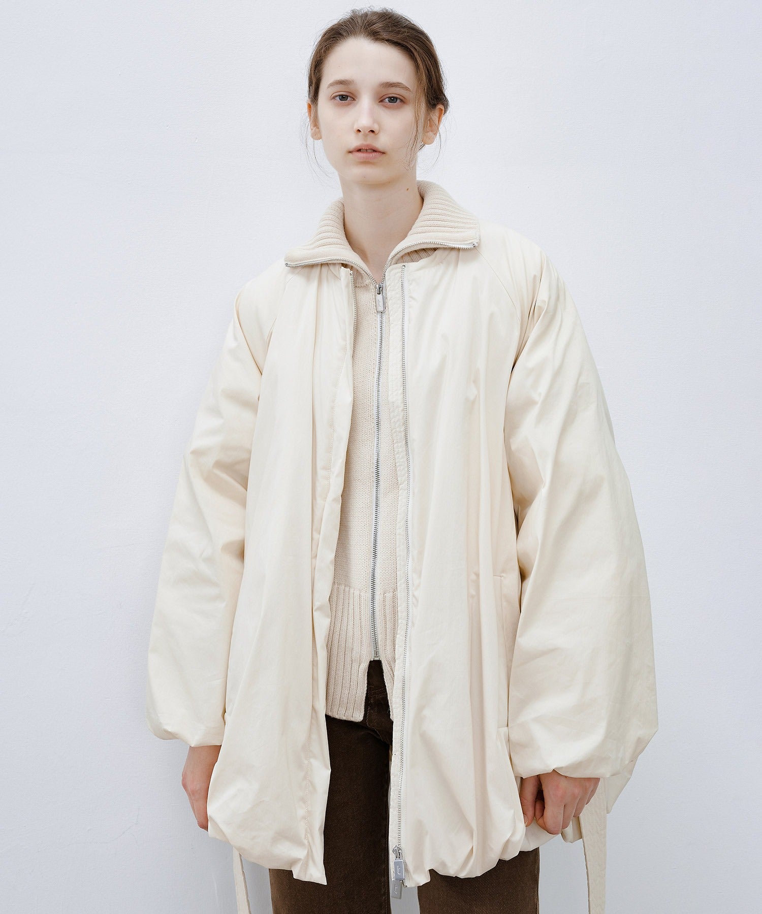 Ribbed Knit Zip-Up Top