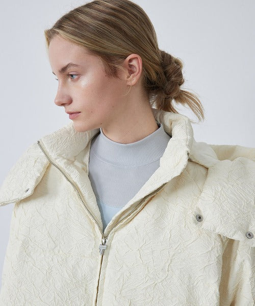 Puffy Jacquard Hooded Down Jacket