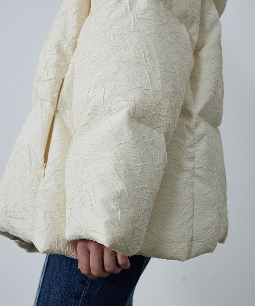 Puffy Jacquard Hooded Down Jacket