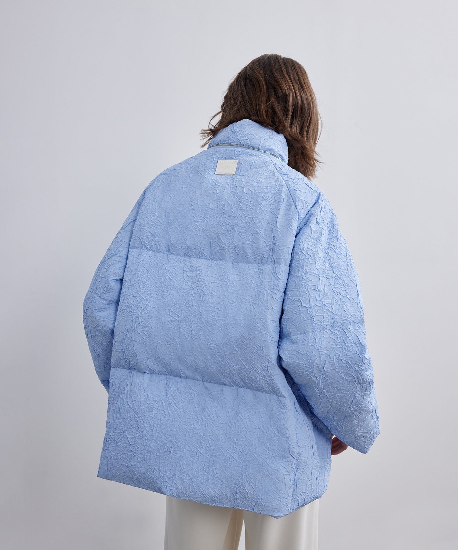 Puffy Jacquard Hooded Down Jacket