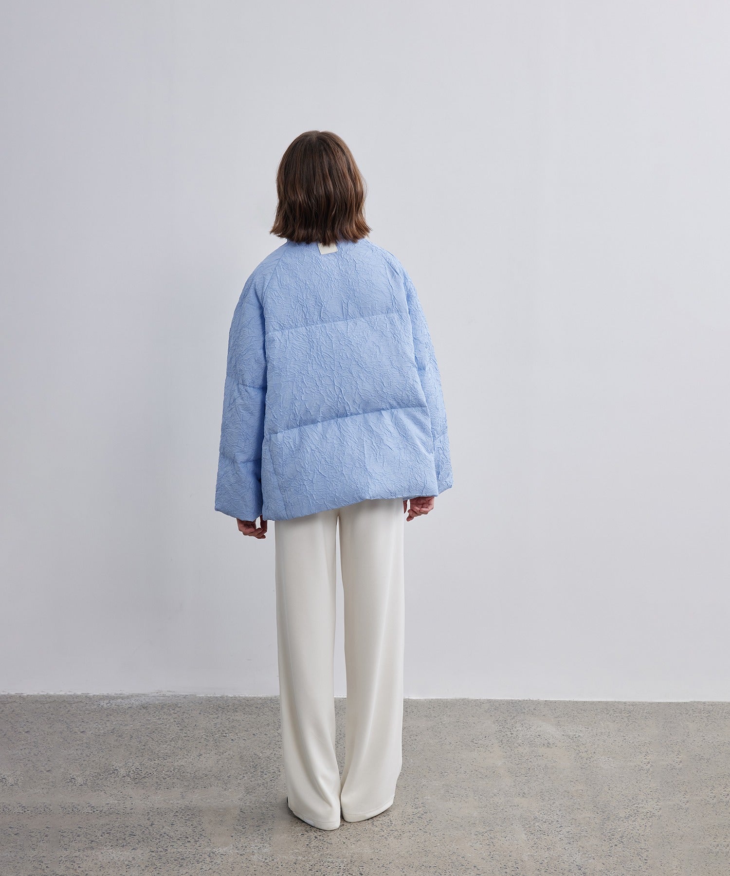 Puffy Jacquard Hooded Down Jacket