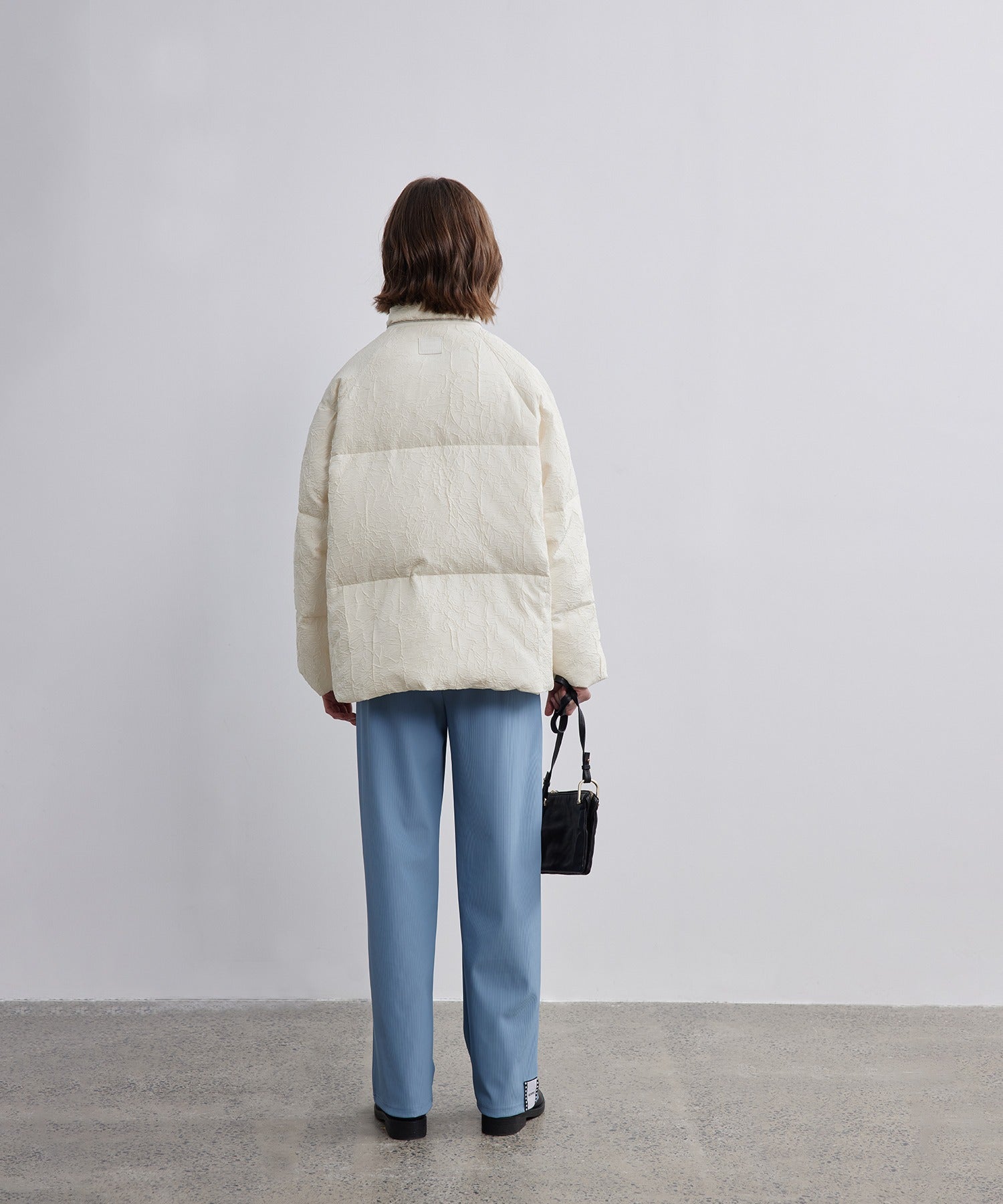 Puffy Jacquard Hooded Down Jacket