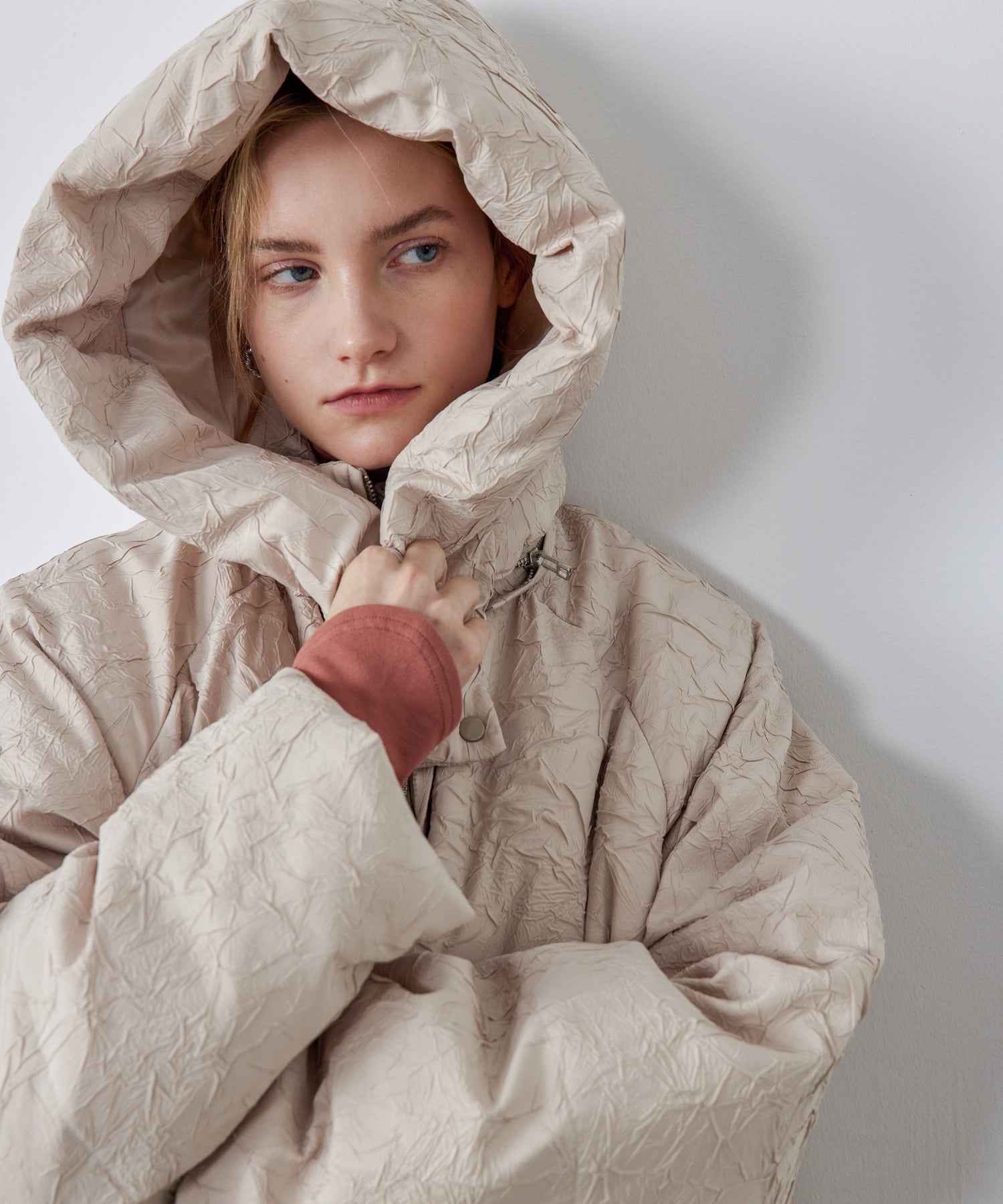 Puffy Jacquard Hooded Down Jacket