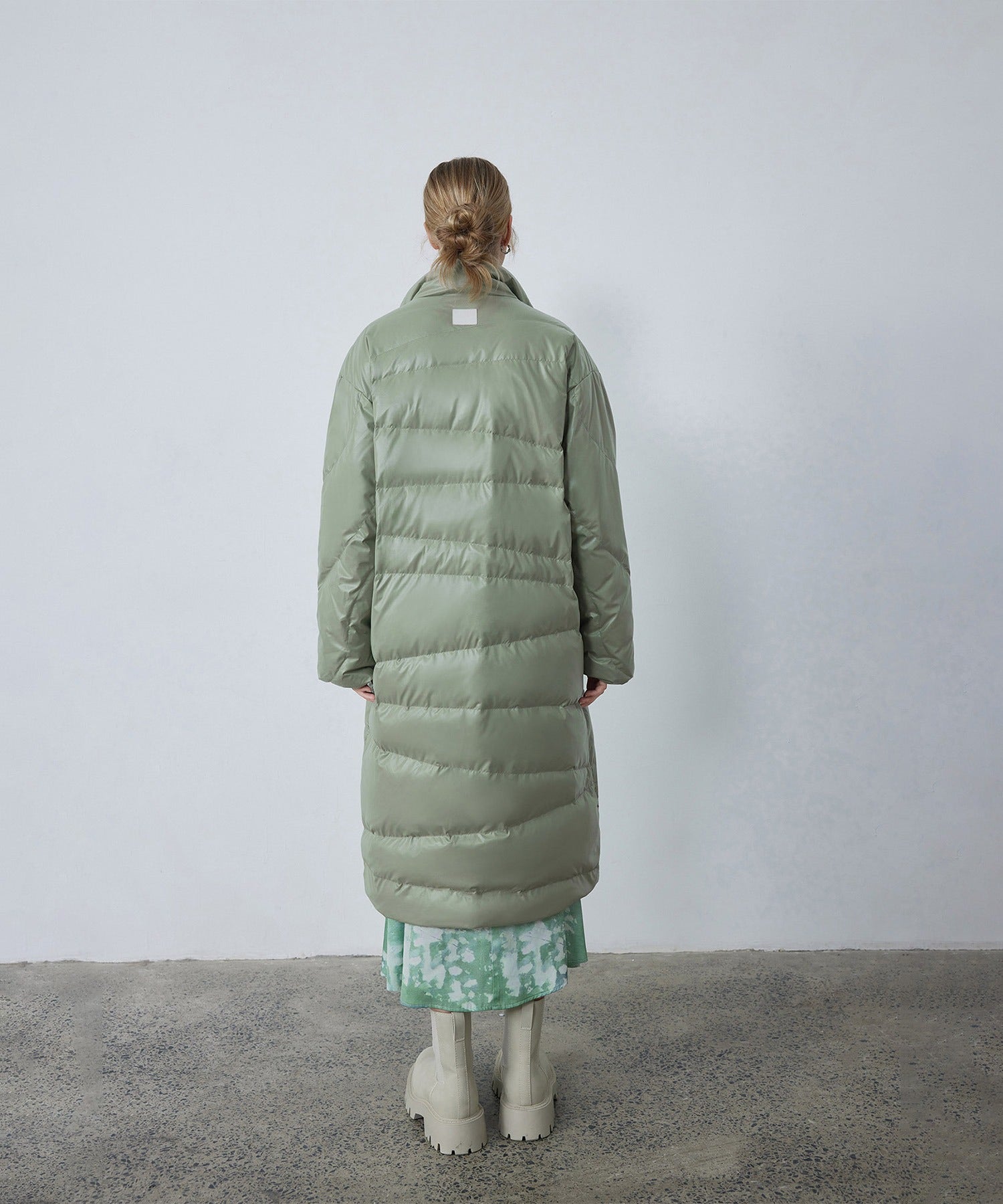 Random-Stitch Long Down Coat