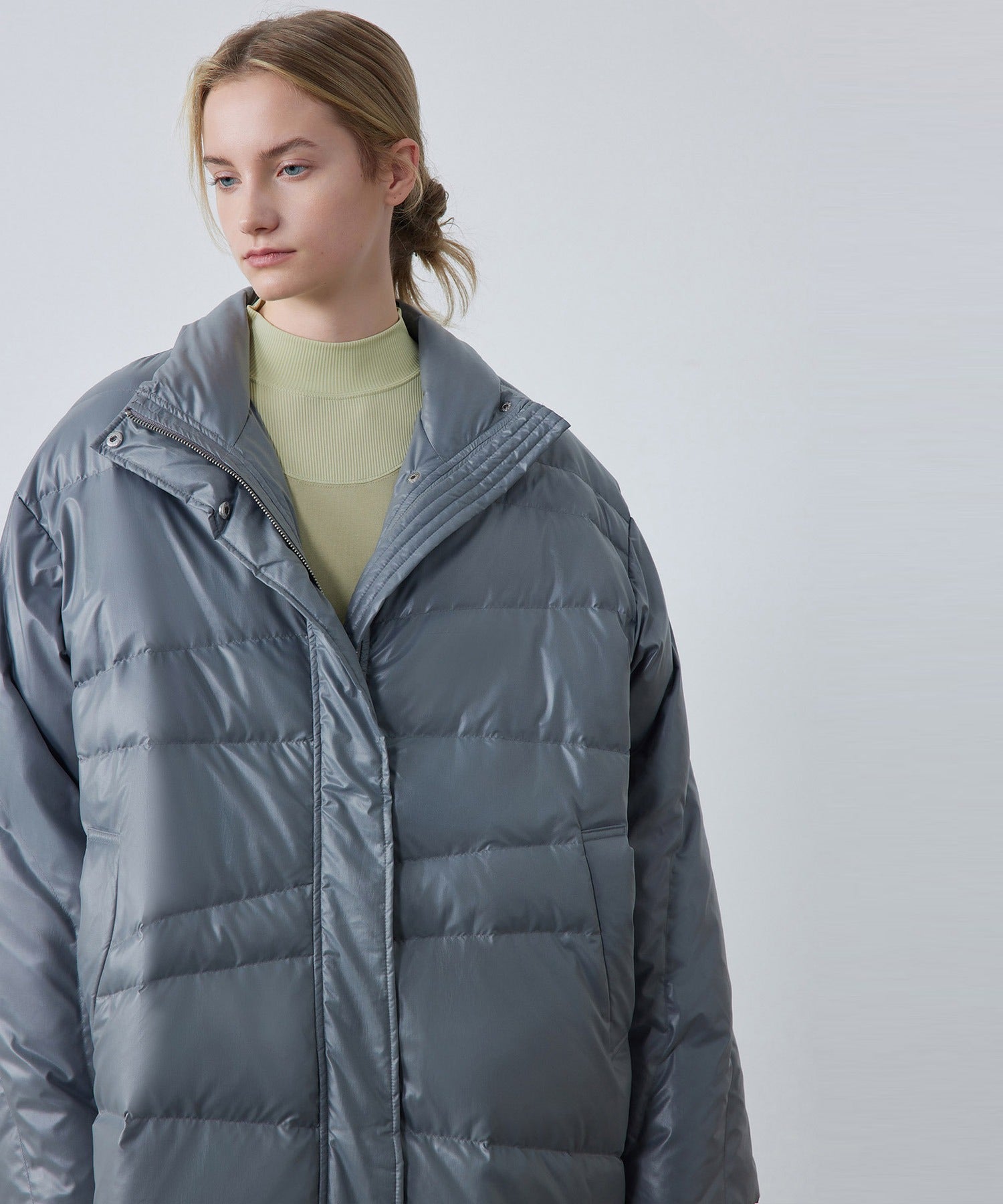 Random-Stitch Long Down Coat