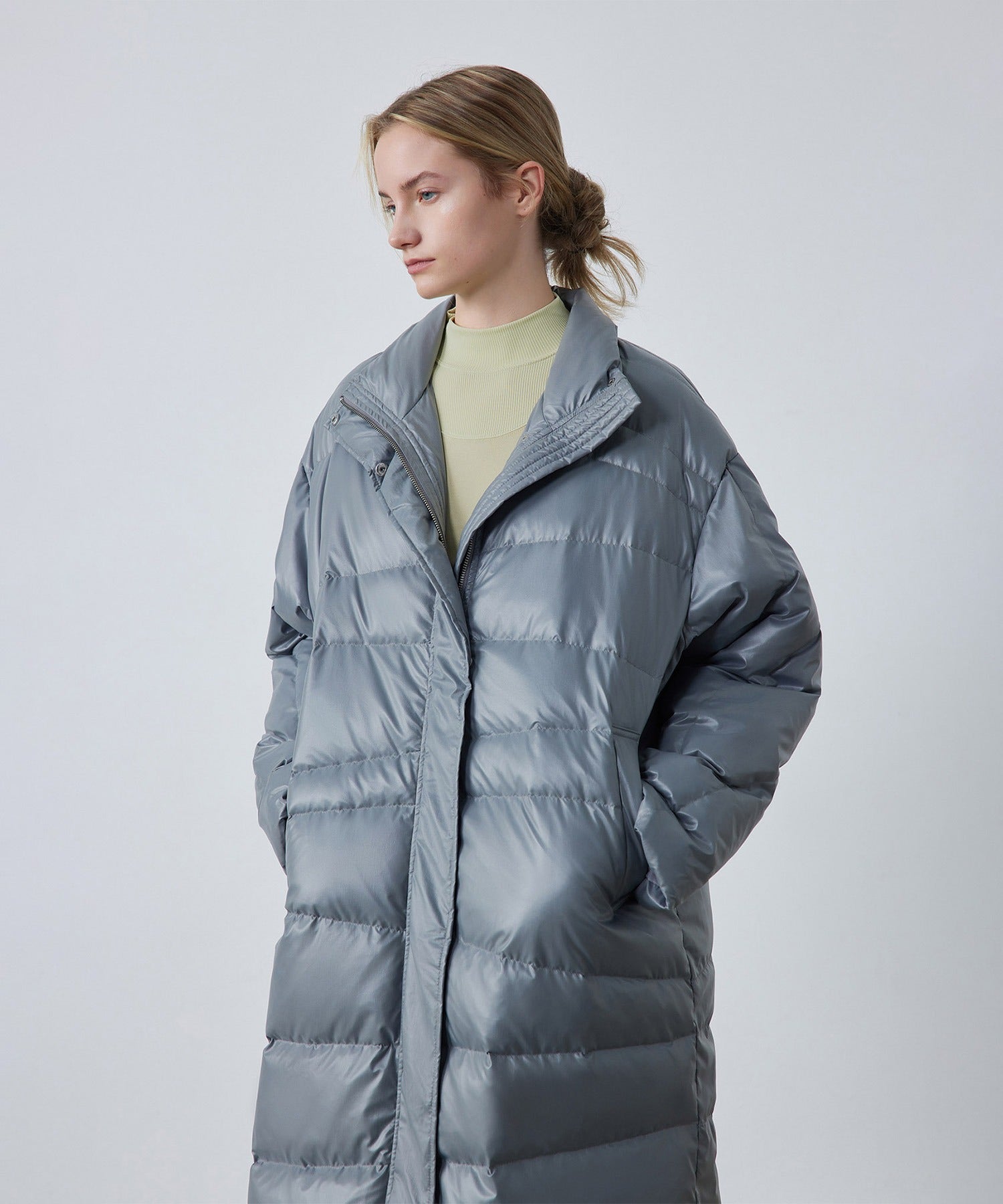 Random-Stitch Long Down Coat