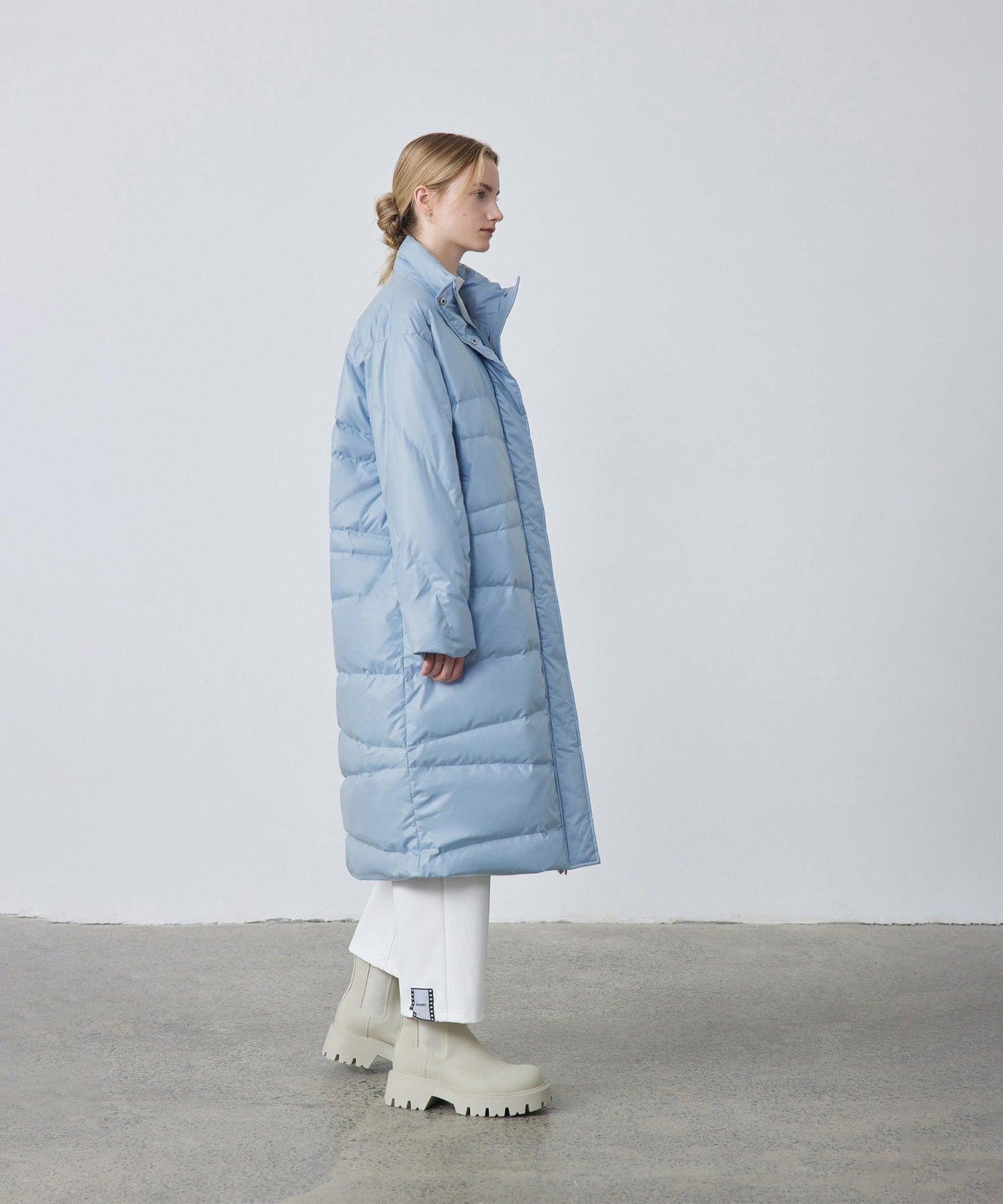 Random-Stitch Long Down Coat