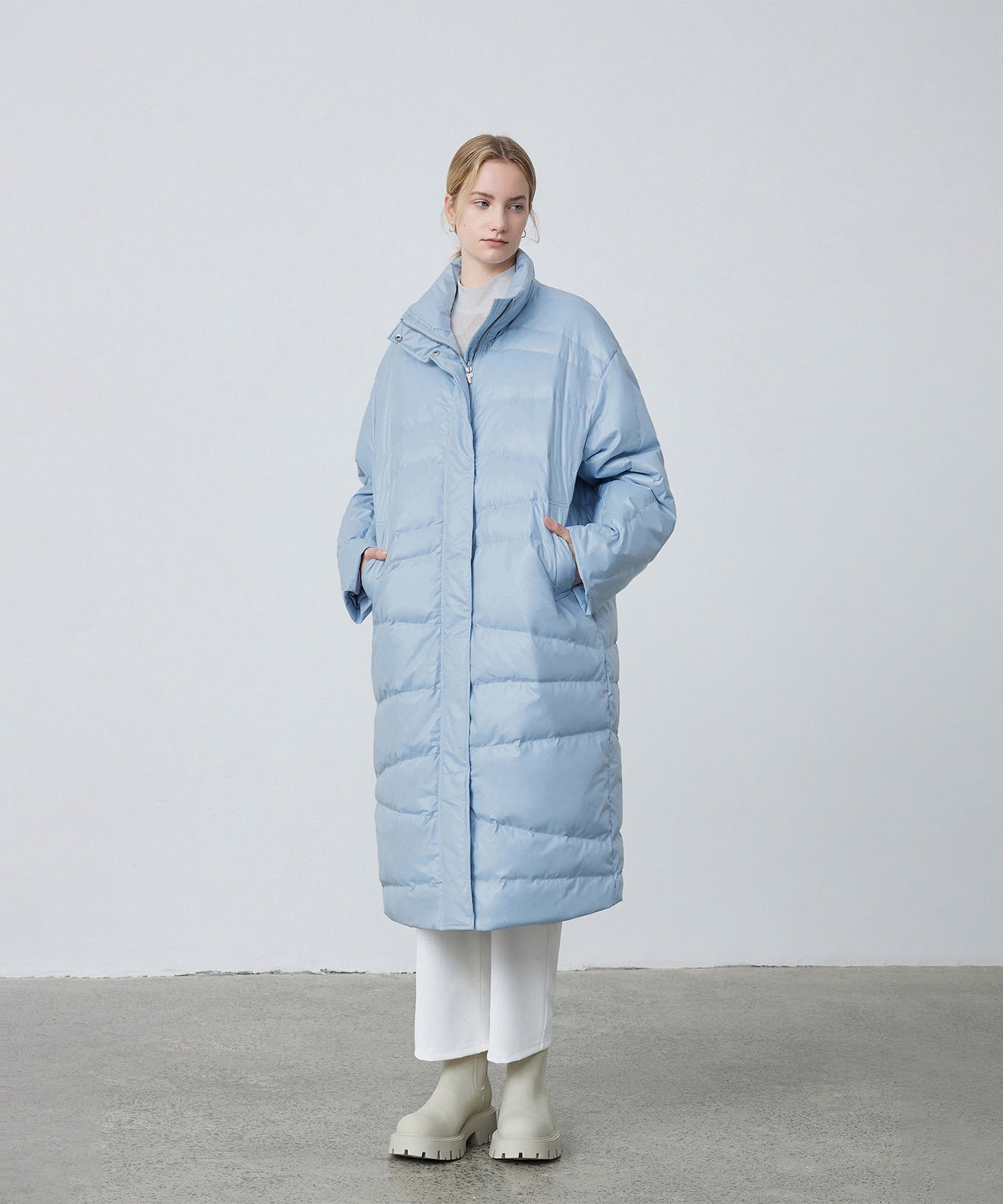 Random-Stitch Long Down Coat