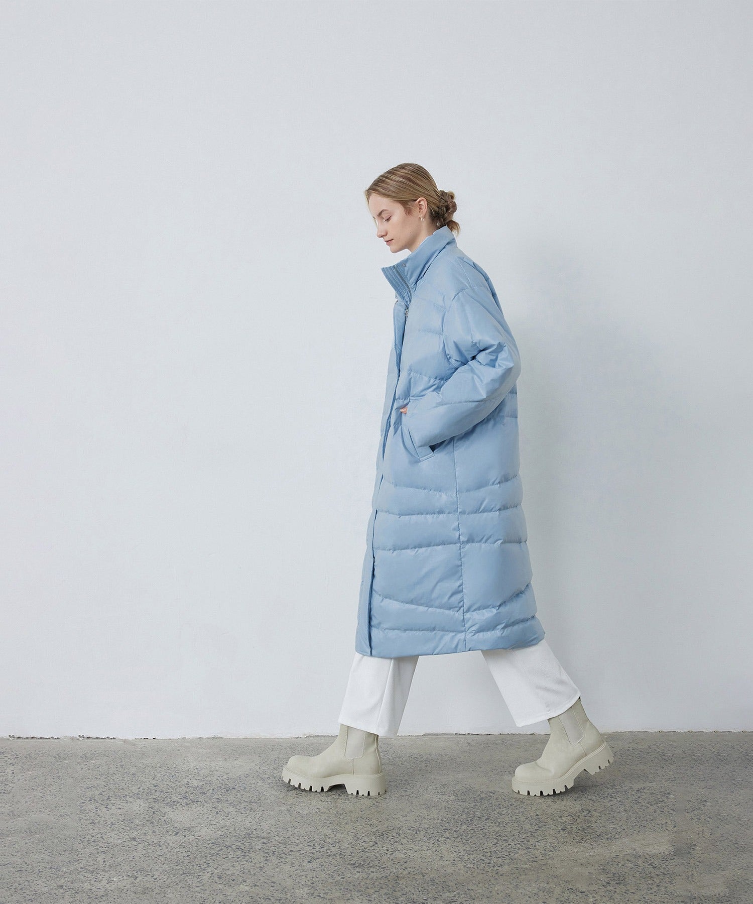 Random-Stitch Long Down Coat