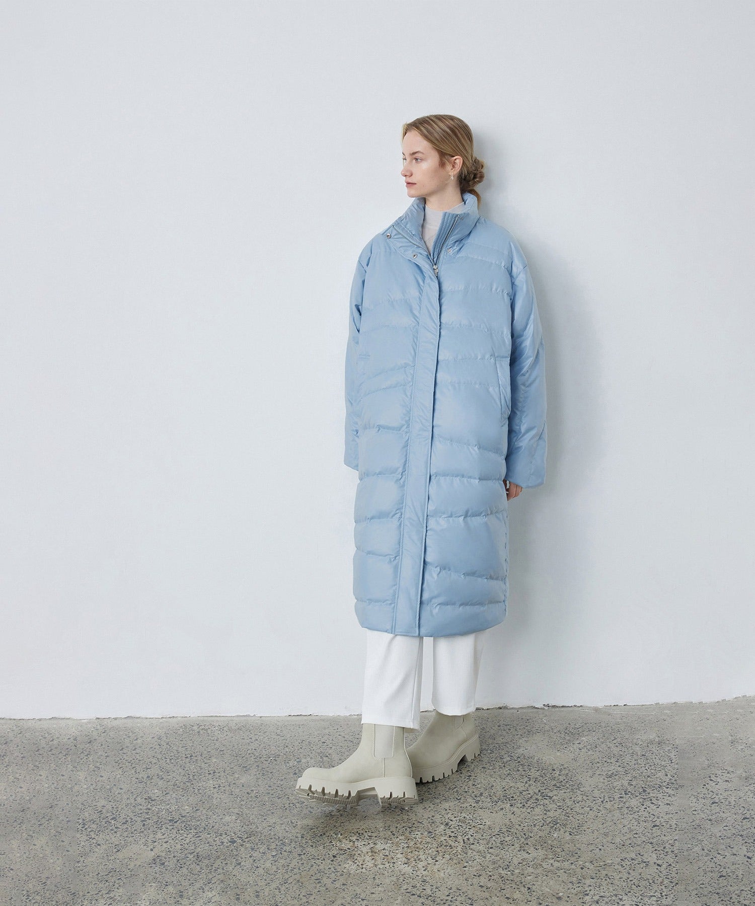Random-Stitch Long Down Coat
