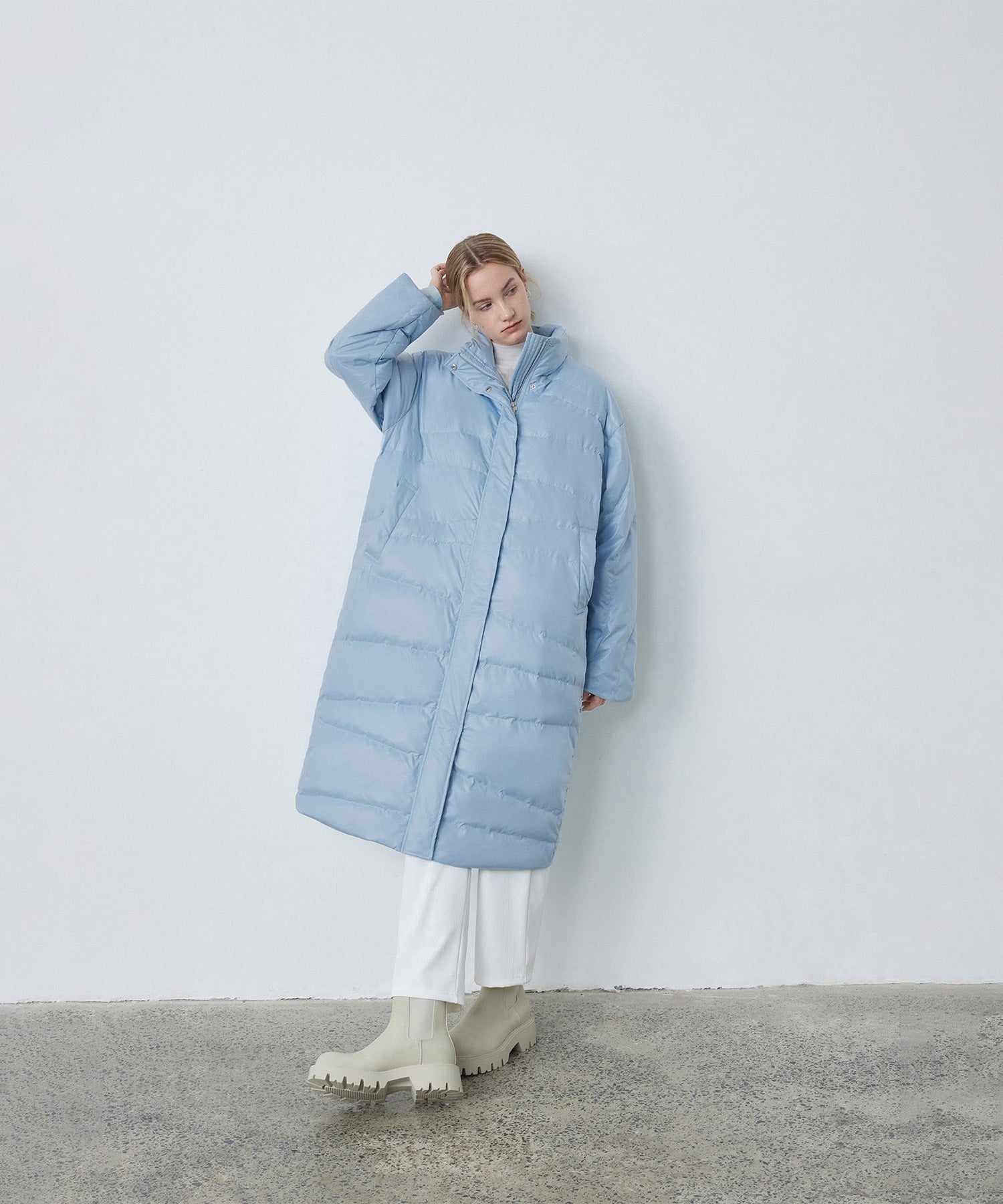 Random-Stitch Long Down Coat