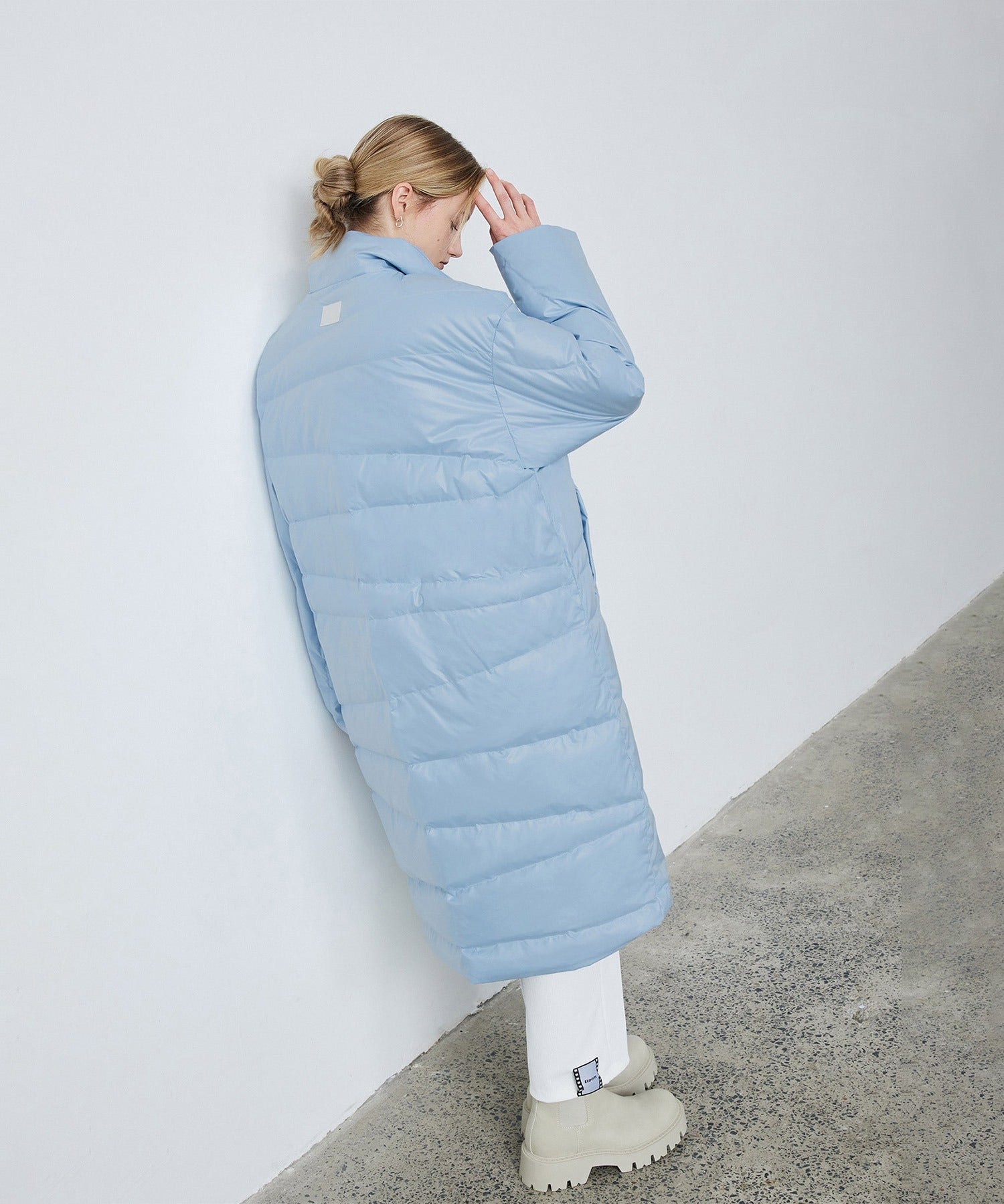 Random-Stitch Long Down Coat