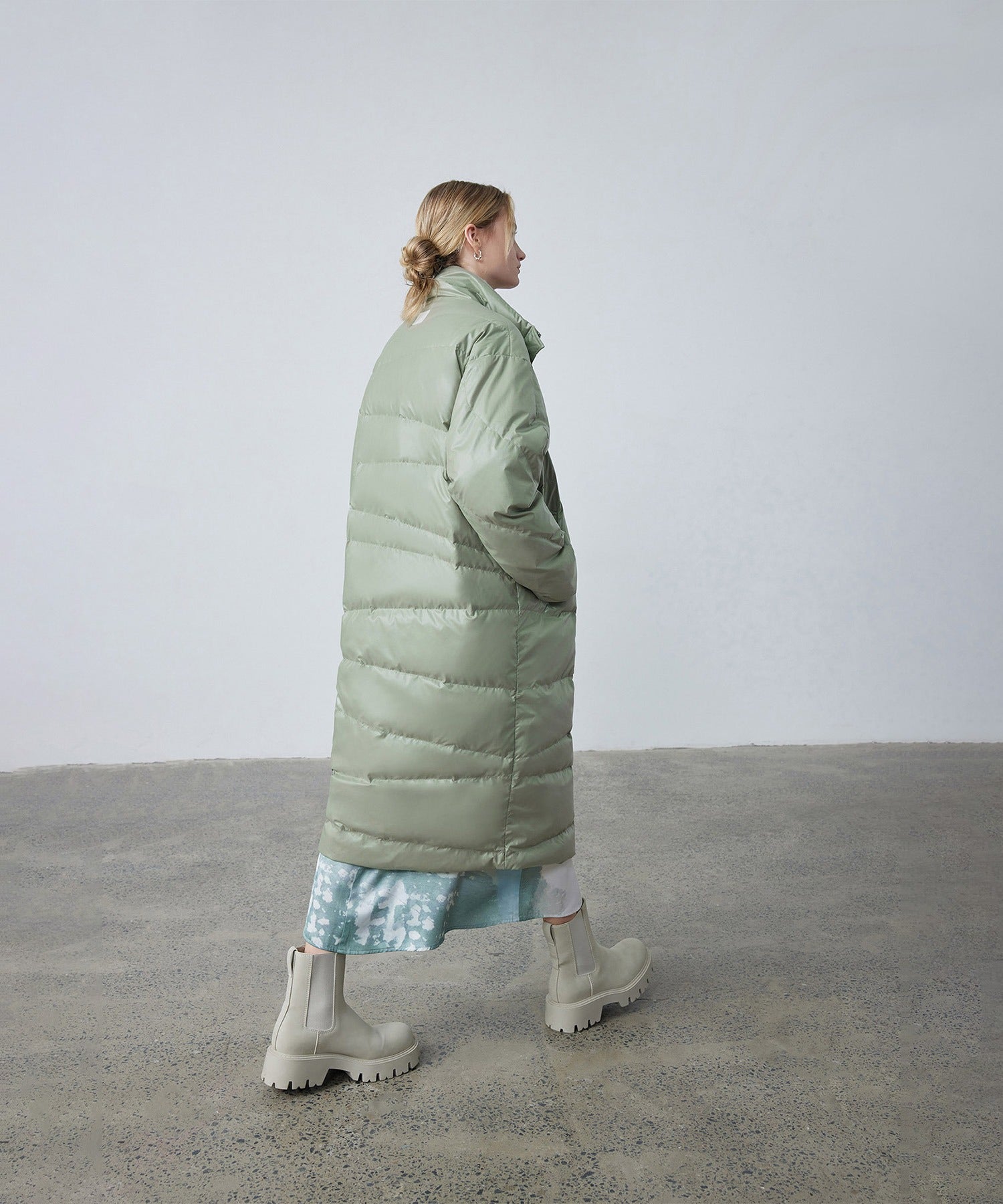 Random-Stitch Long Down Coat