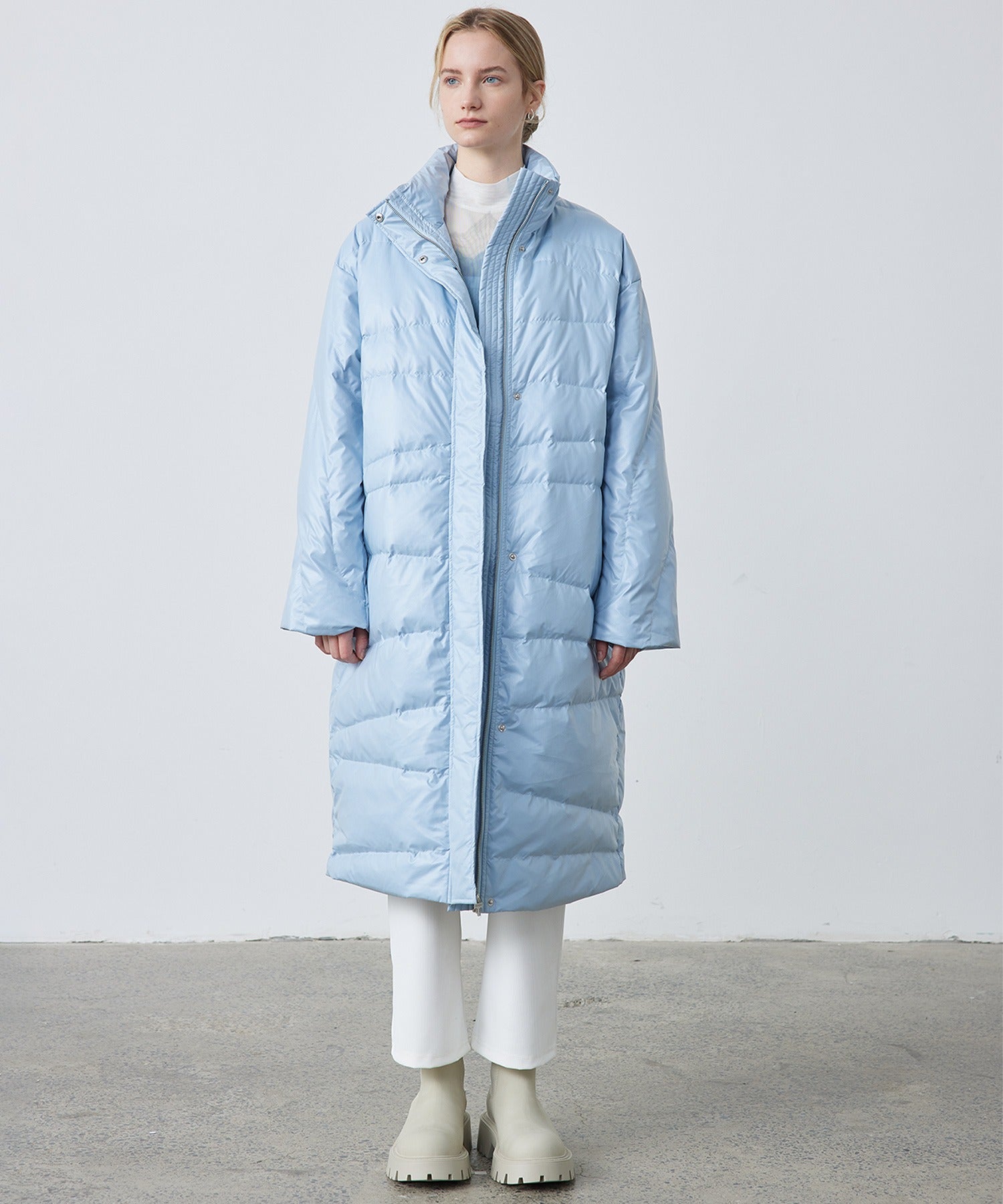 Random-Stitch Long Down Coat