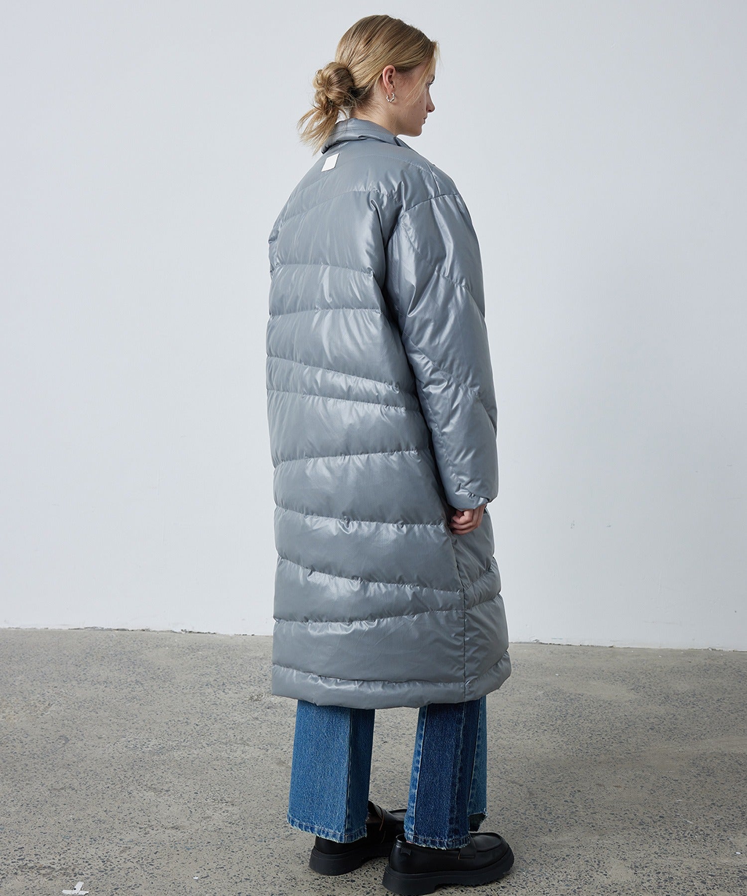Random-Stitch Long Down Coat