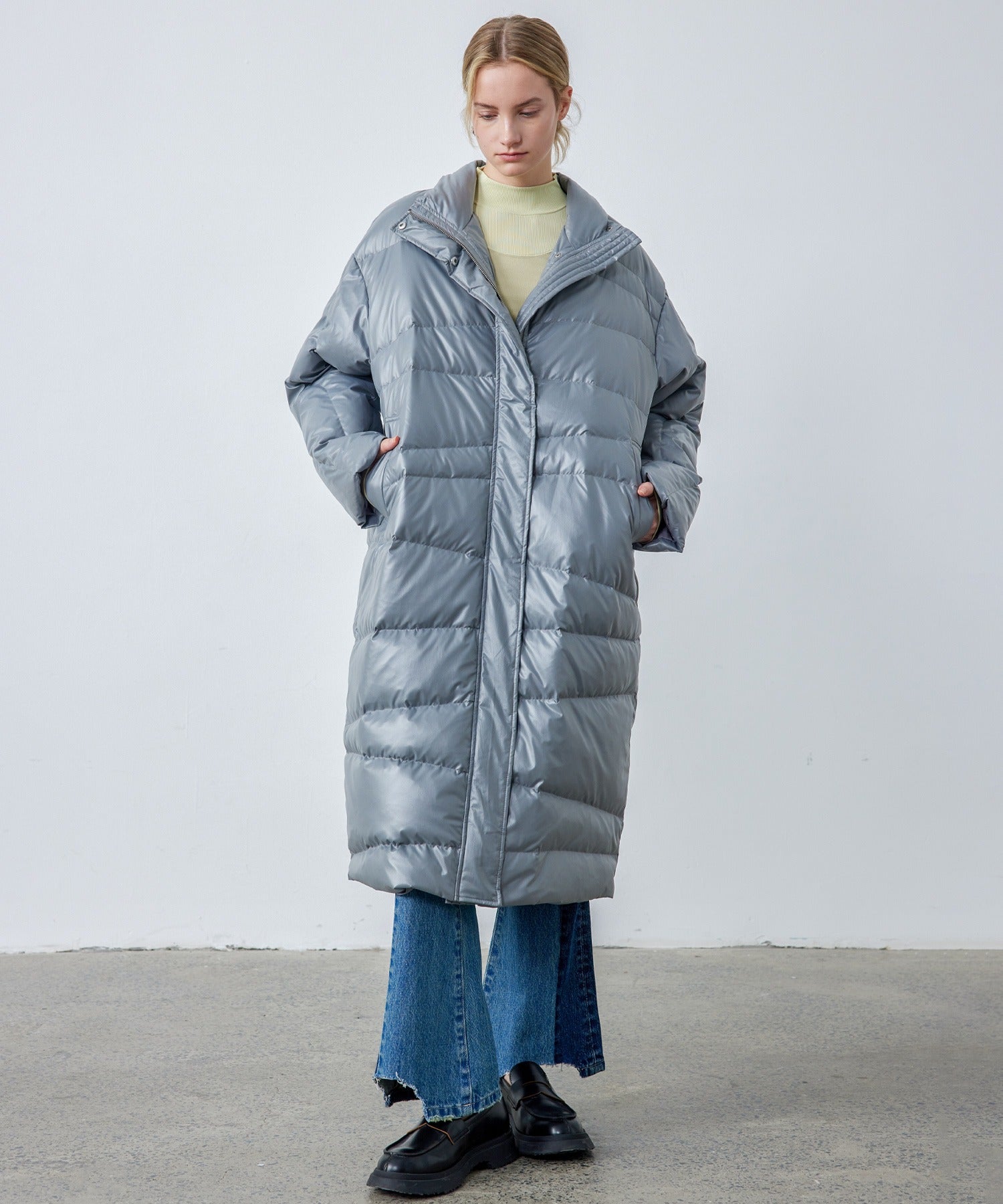 Random-Stitch Long Down Coat