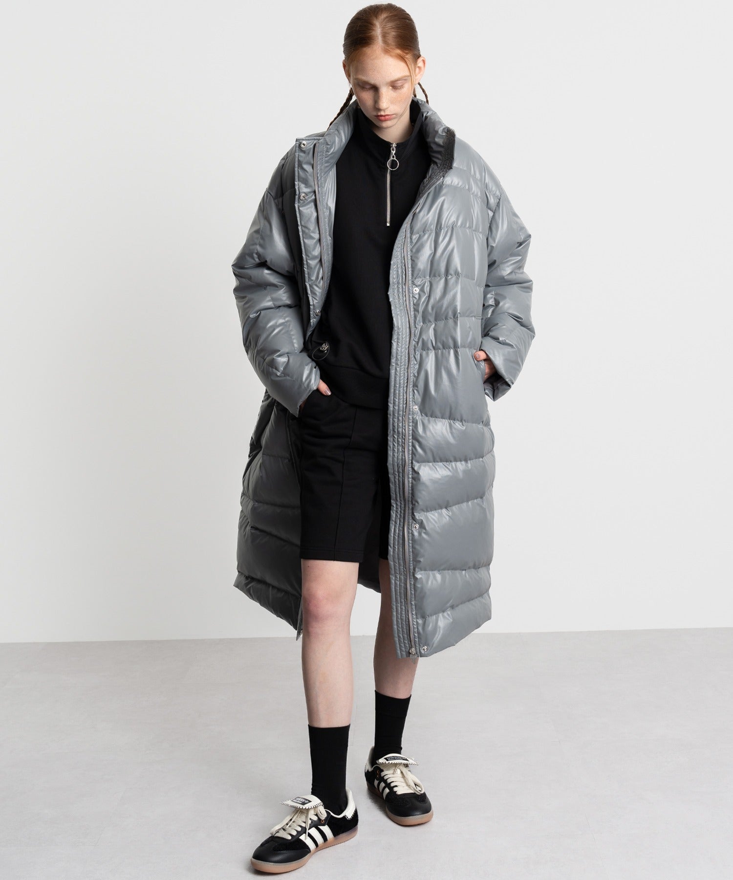 Random-Stitch Long Down Coat