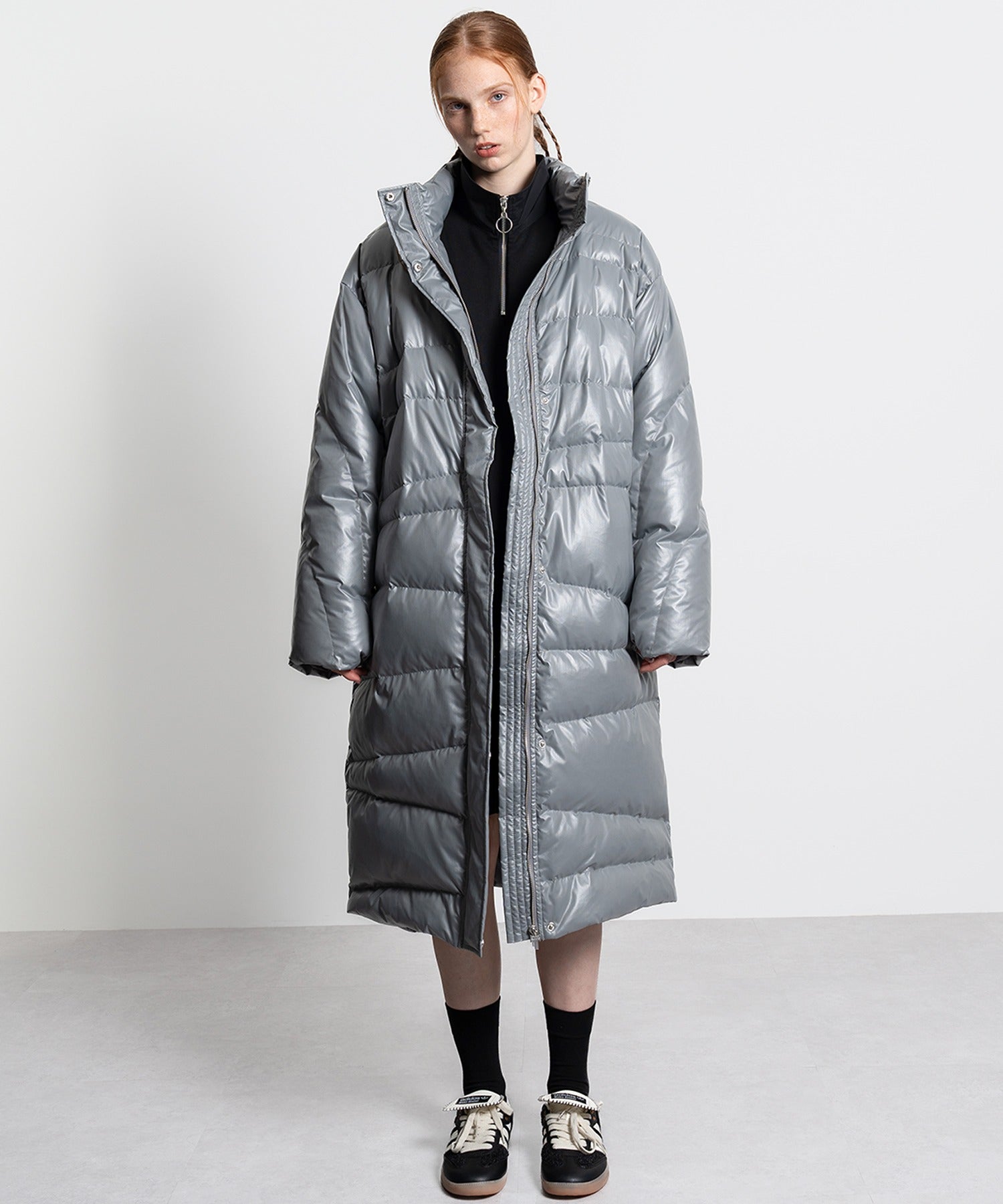 Random-Stitch Long Down Coat