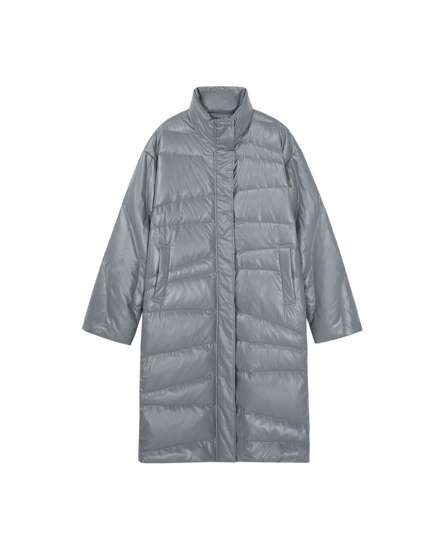 Random-Stitch Long Down Coat