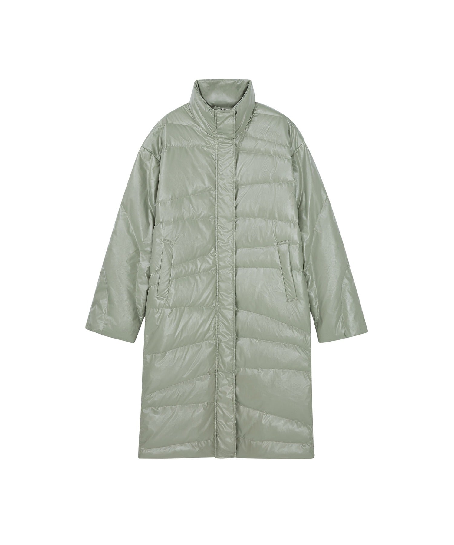 Random-Stitch Long Down Coat