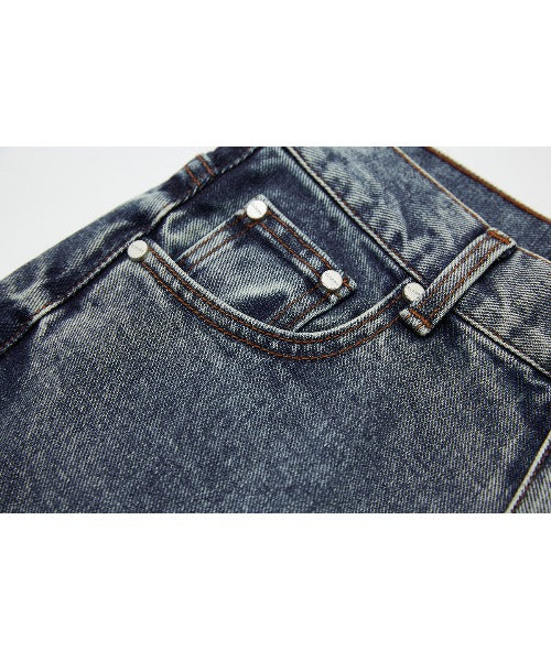 Semi High-Waist Cut-Off Wide Denim