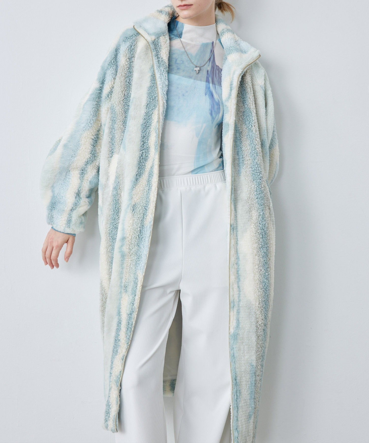 Nuance Jacquard Oversized Long Coat