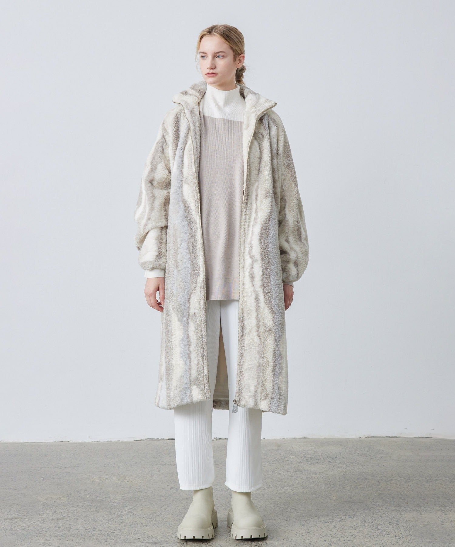 Nuance Jacquard Oversized Long Coat