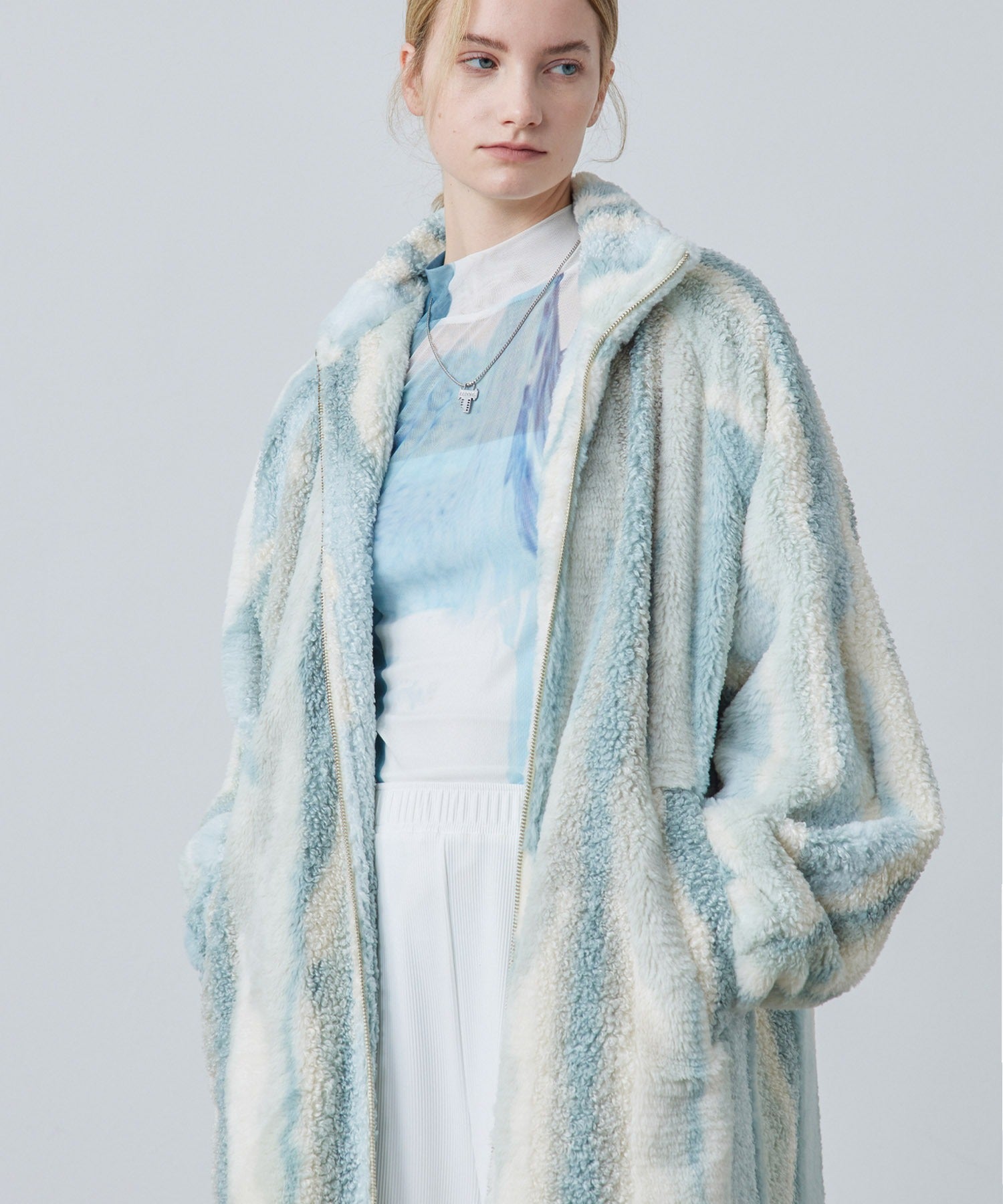 Nuance Jacquard Oversized Long Coat