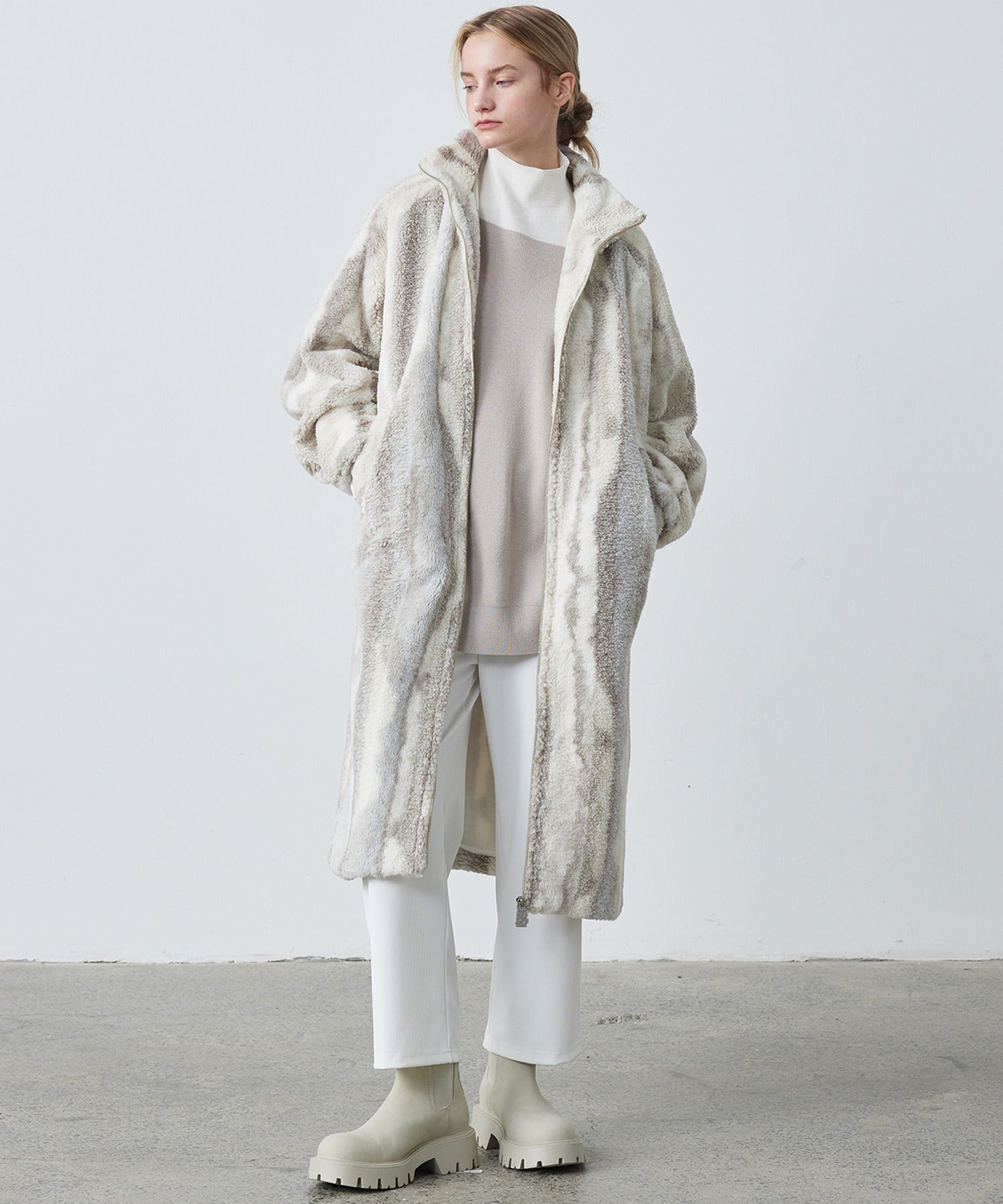Nuance Jacquard Oversized Long Coat