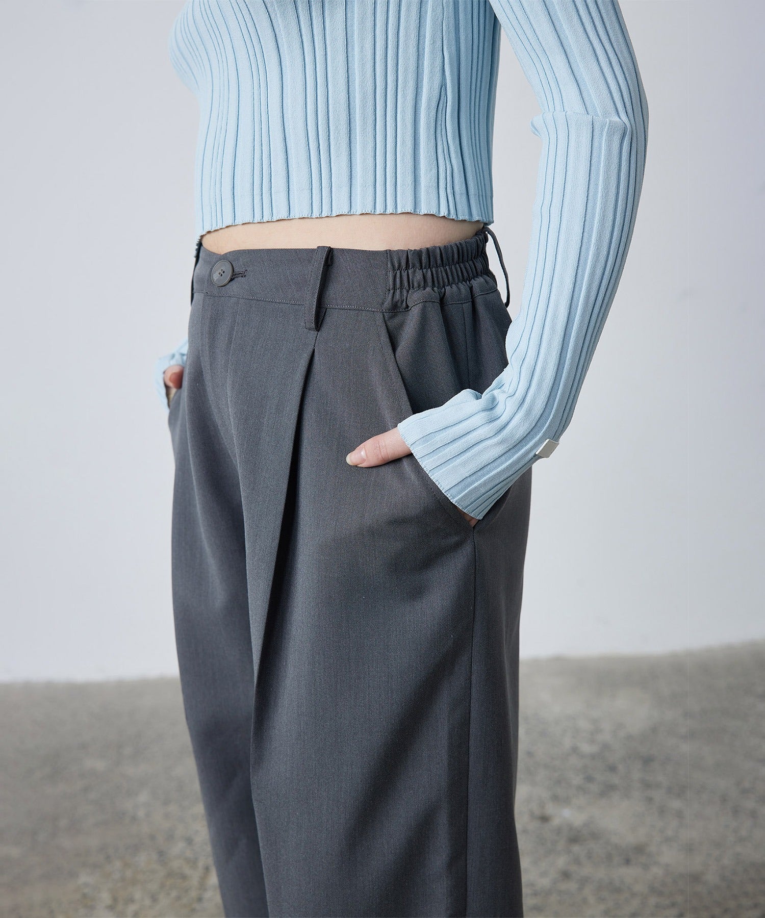 Accent Button Straight Basic Pants