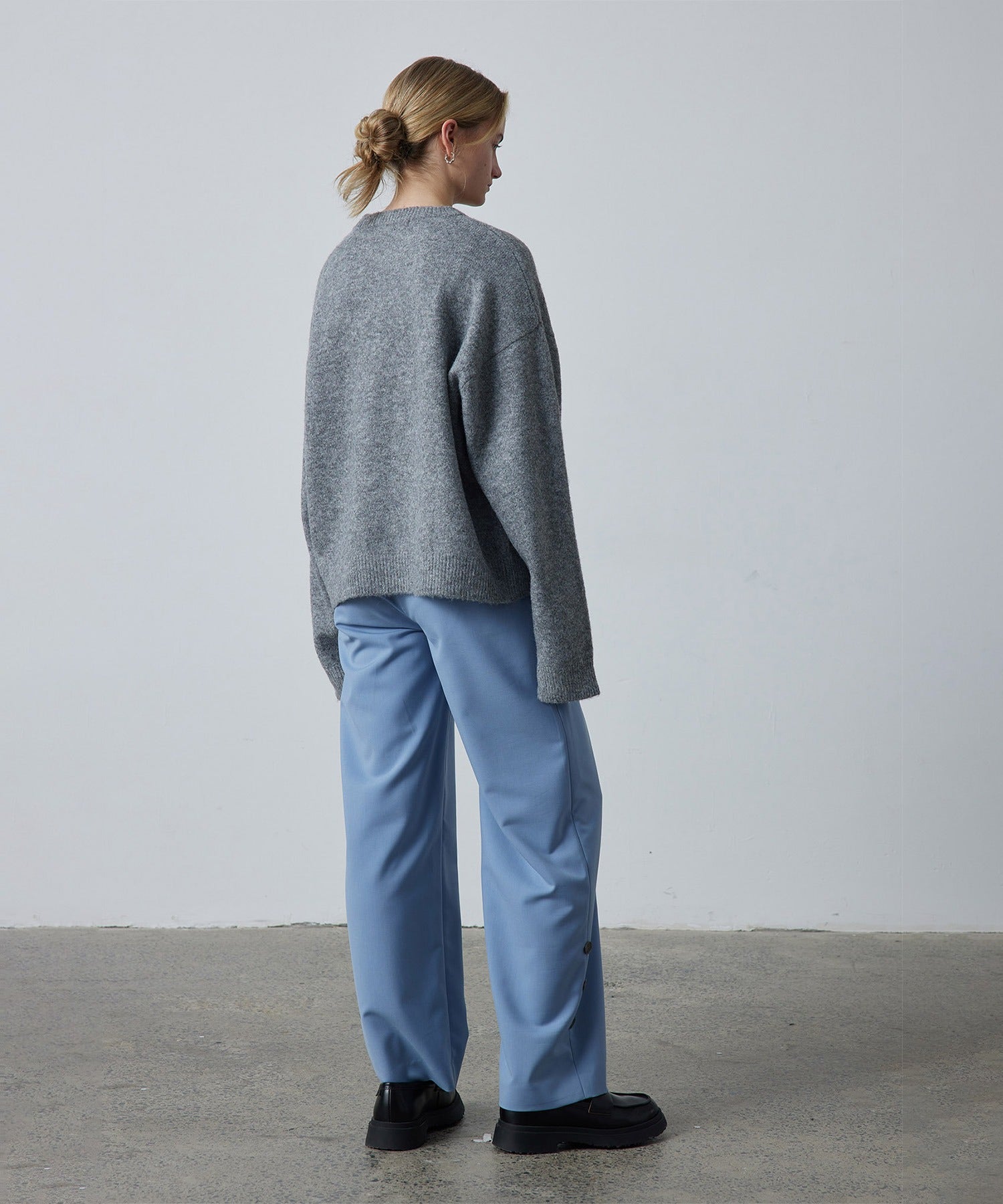 Accent Button Straight Basic Pants